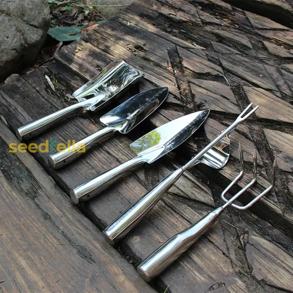 Full Stainless Steel Gardening Tool Set – Trowel Shovel Weeder Rake And Spade Perfect Gift For