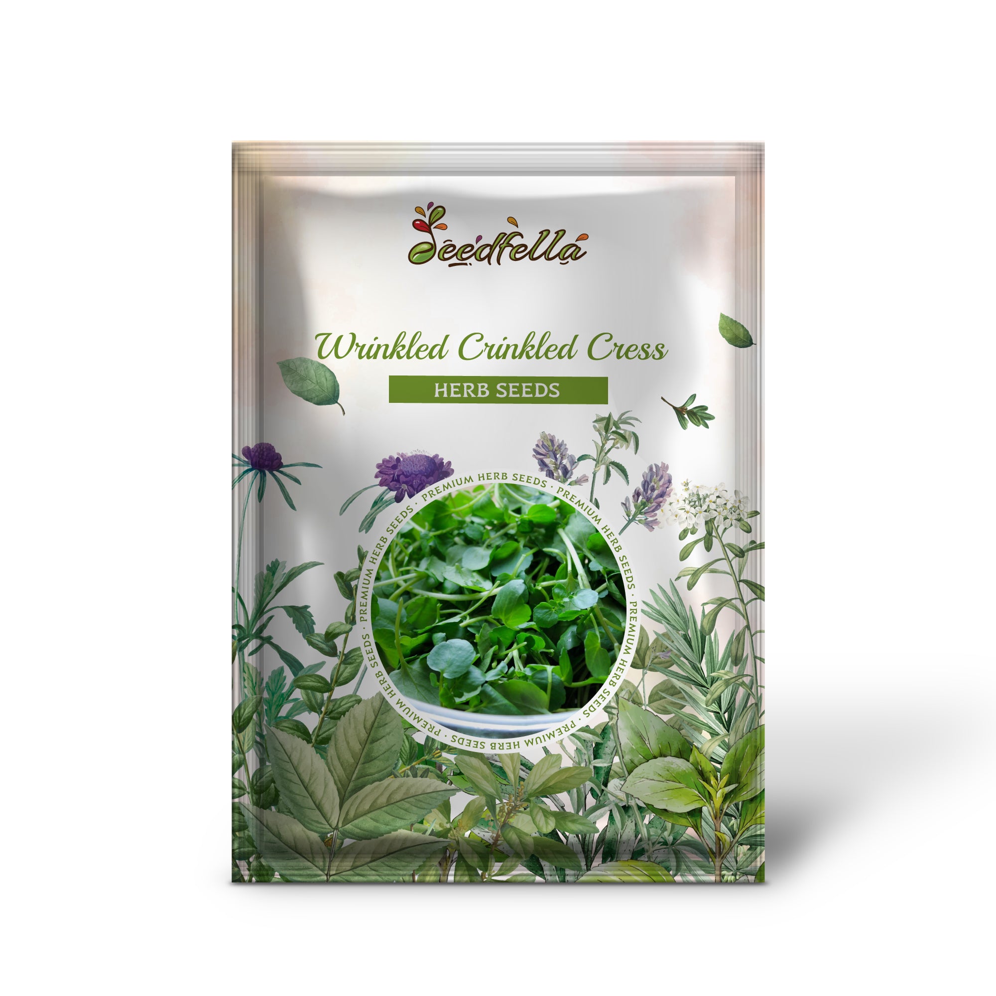 Close-up of frilly Wrinkled Crinkled Cress leaves