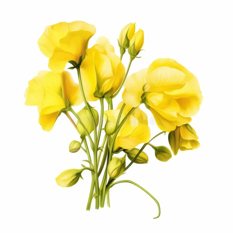 Sweet Pea Yellow Flowers Climbing on Garden Trellis