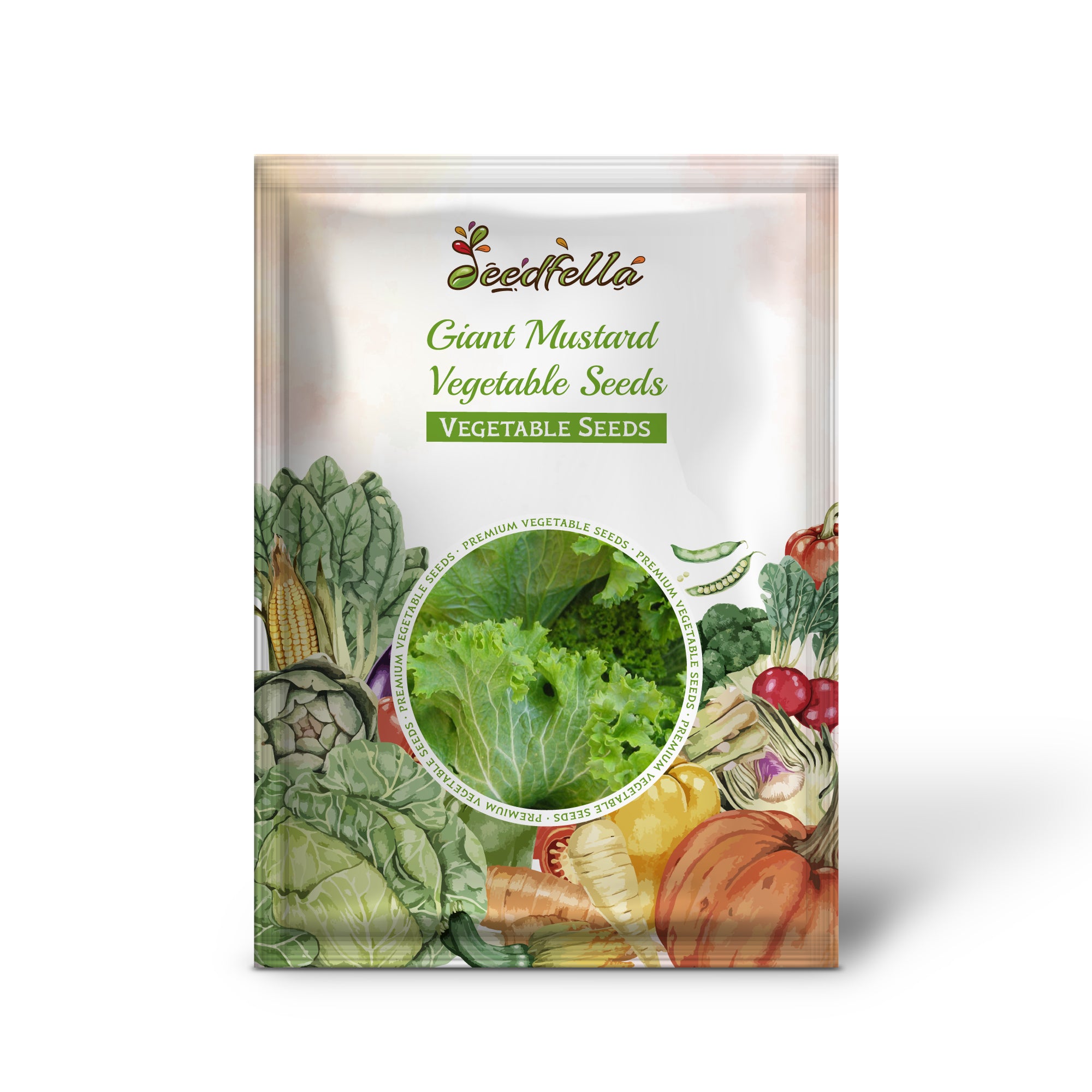 Giant Mustard seedlings sprouting in fertile garden soil