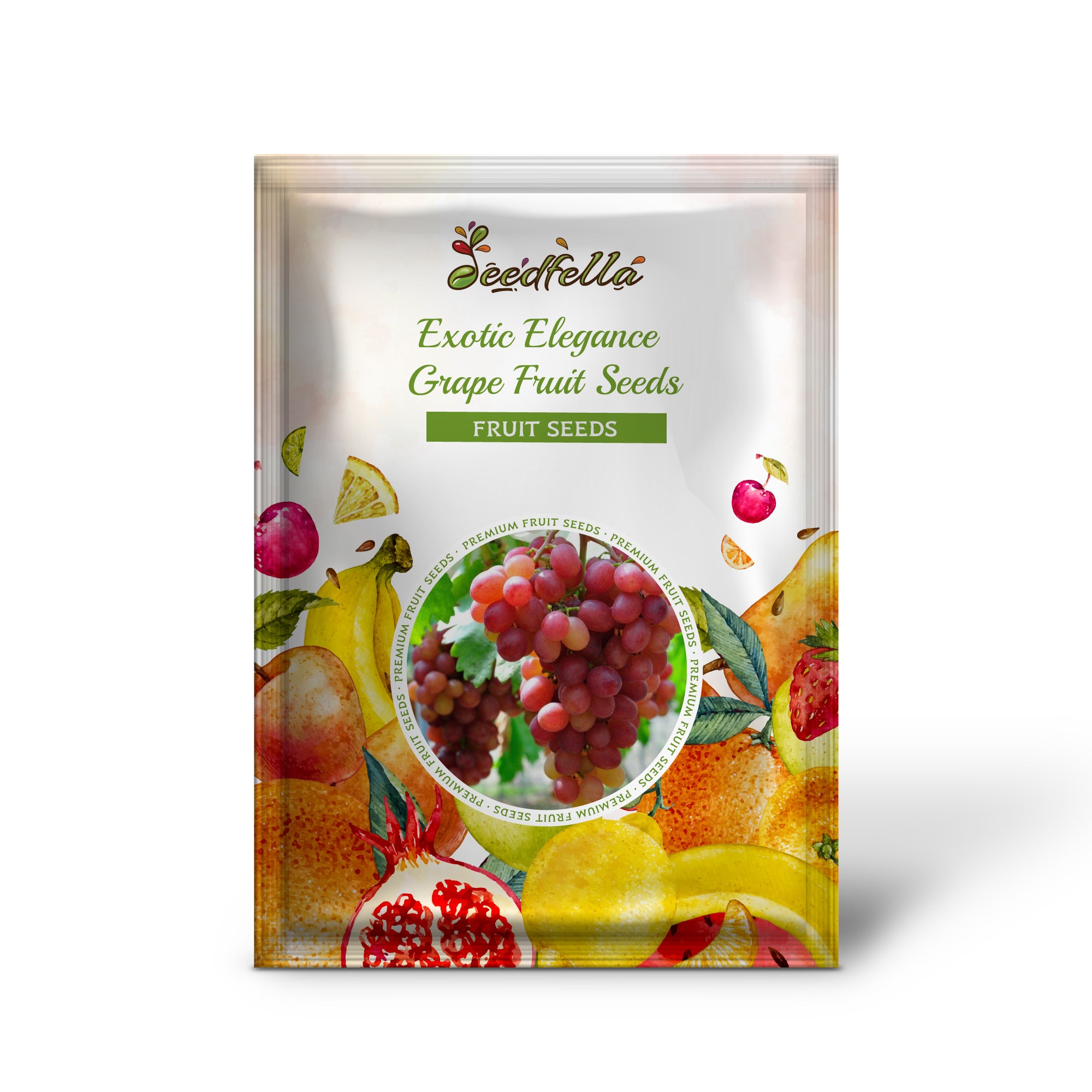 Red and green grape seeds germinating in soil