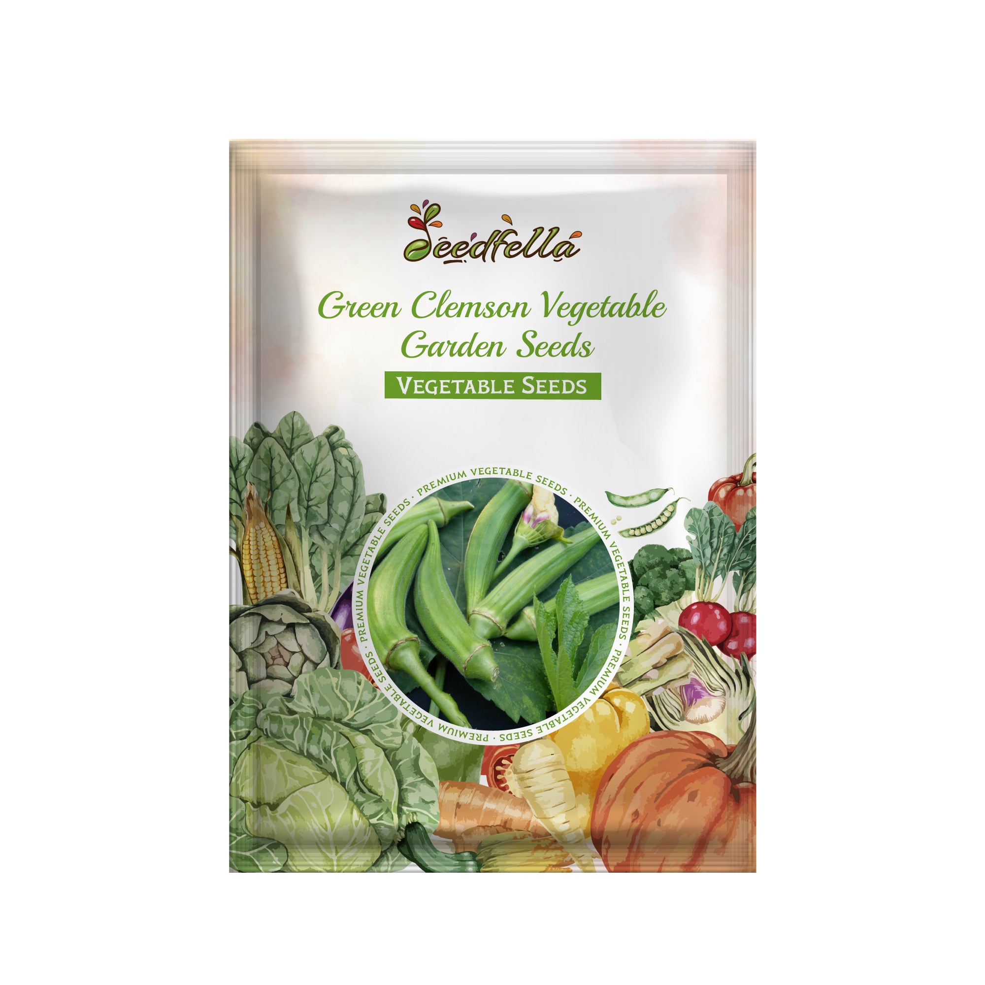 Green Clemson okra seed package for gardening