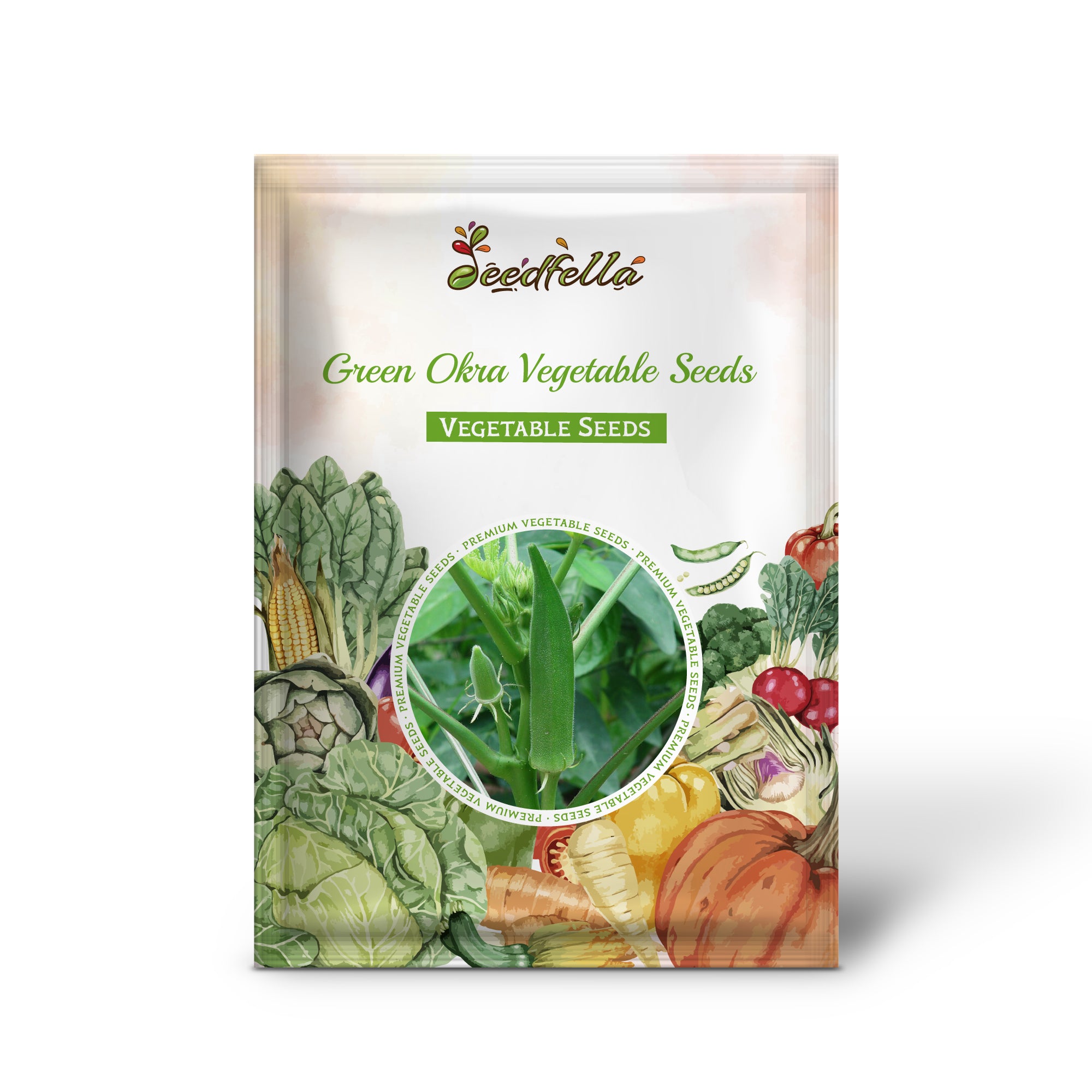 Green okra plants growing in garden beds