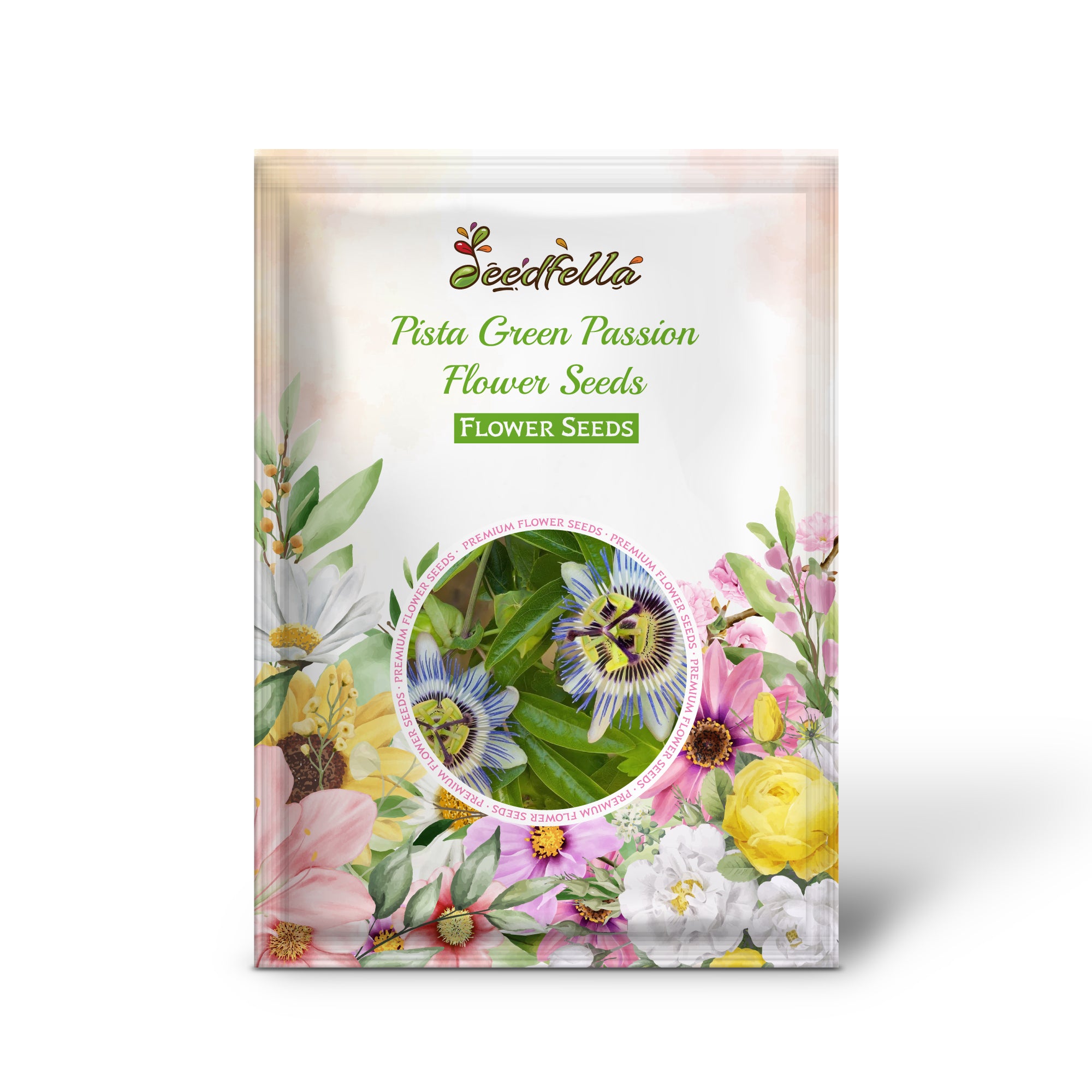 Green Passion Flower blooms with unique filaments