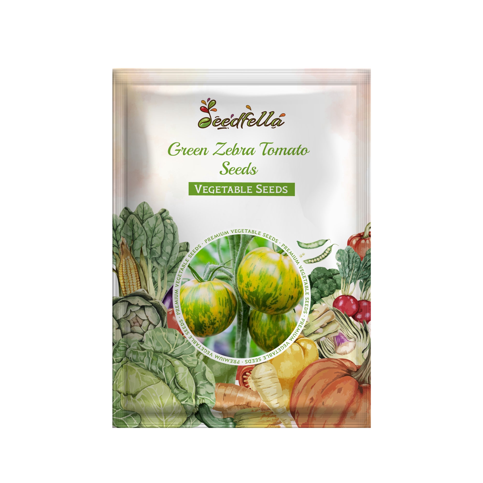 Green Zebra tomato seed package for gardening