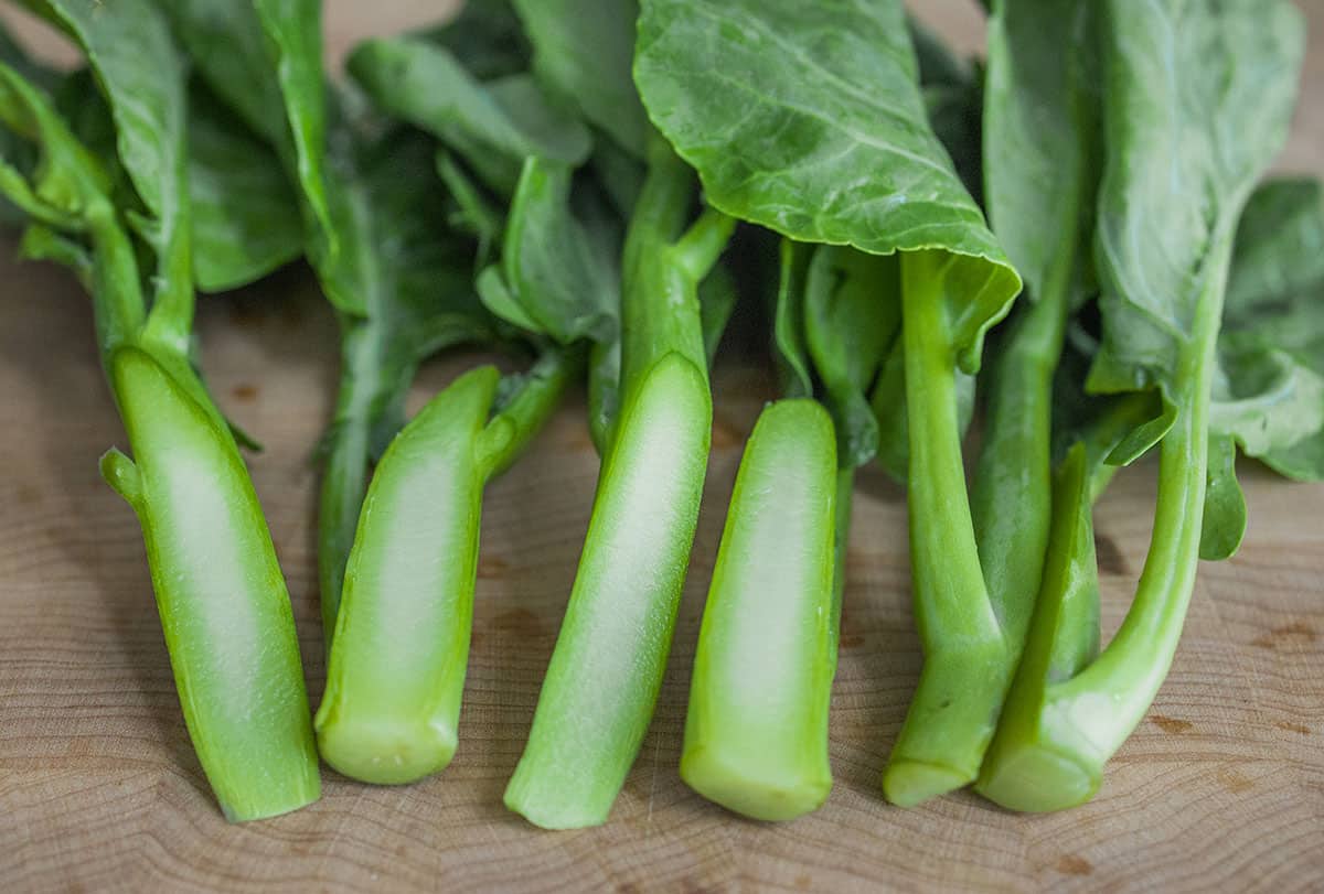 Fresh Kai Lan leafy greens ready for harvest