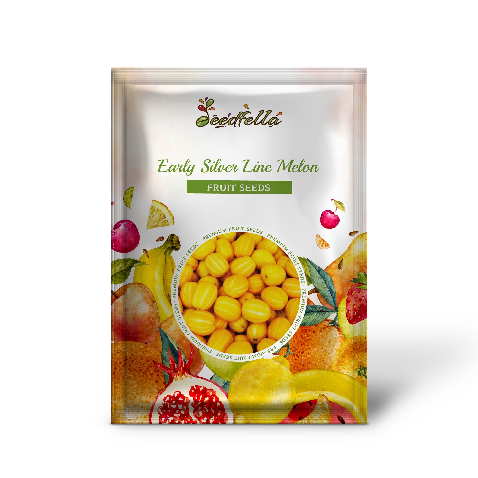 Korean yellow-striped Early Silver Line melon fruit