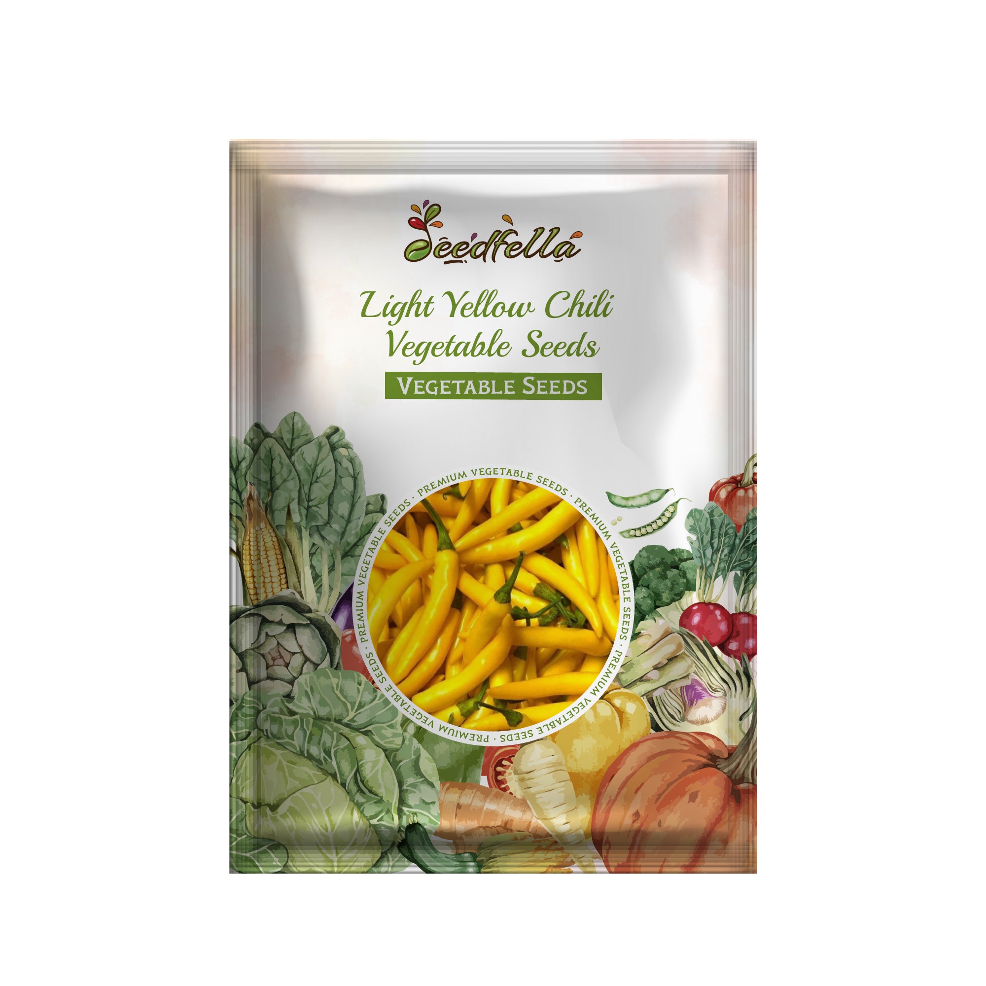 Light yellow chili peppers growing on plant