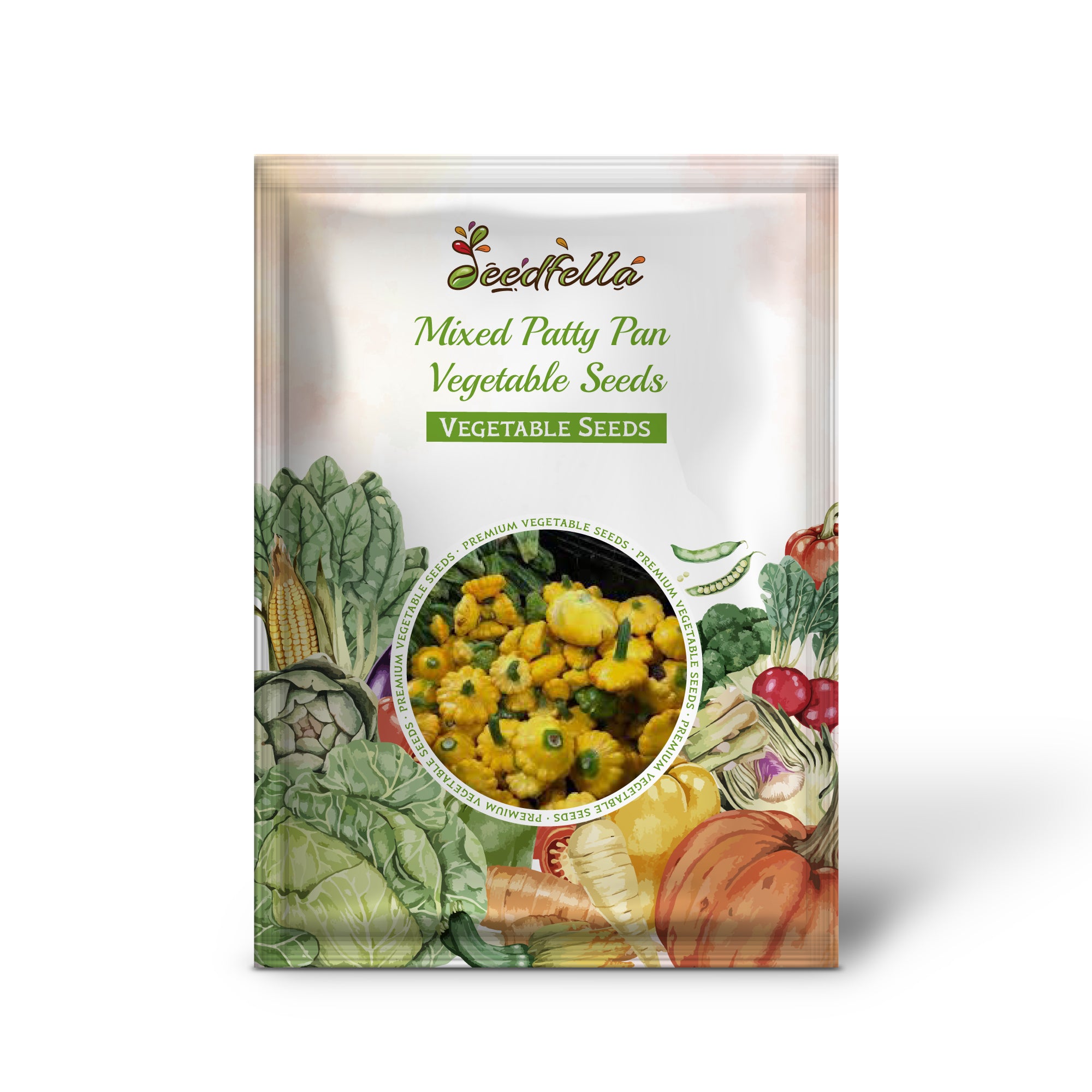 Mixed Patty Pan seedlings sprouting in garden soil