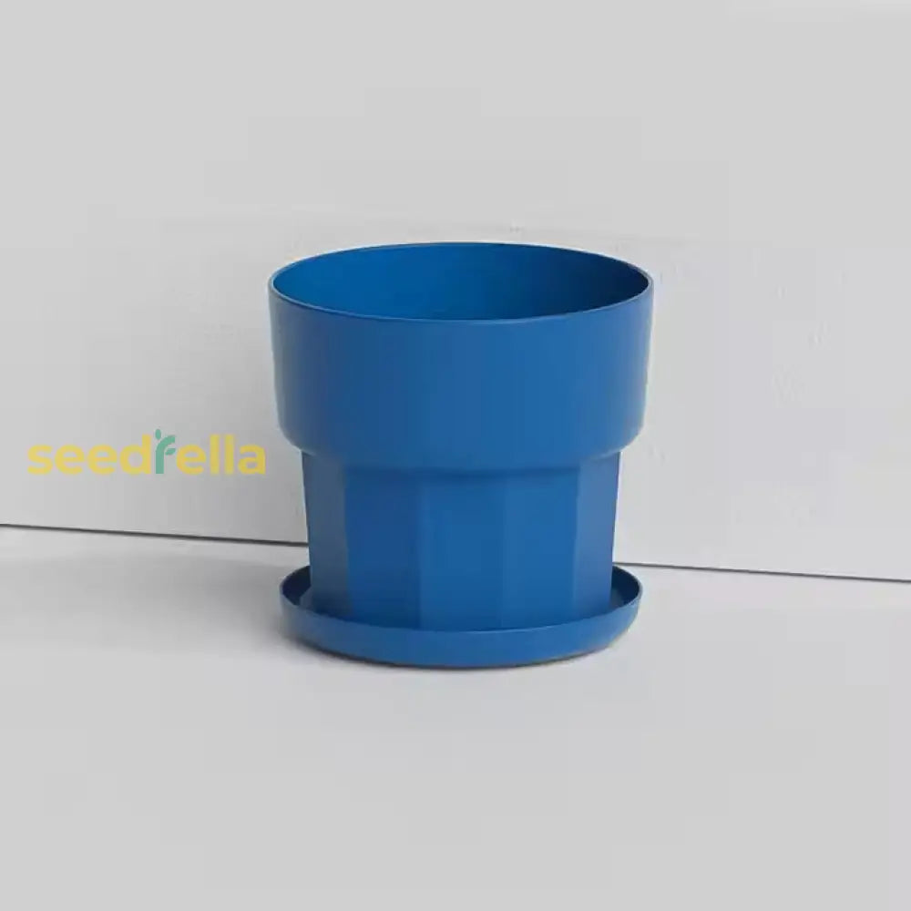 Modern Desktop Plastic Flower Pot – Stylish Home Garden Planter Blue Tools