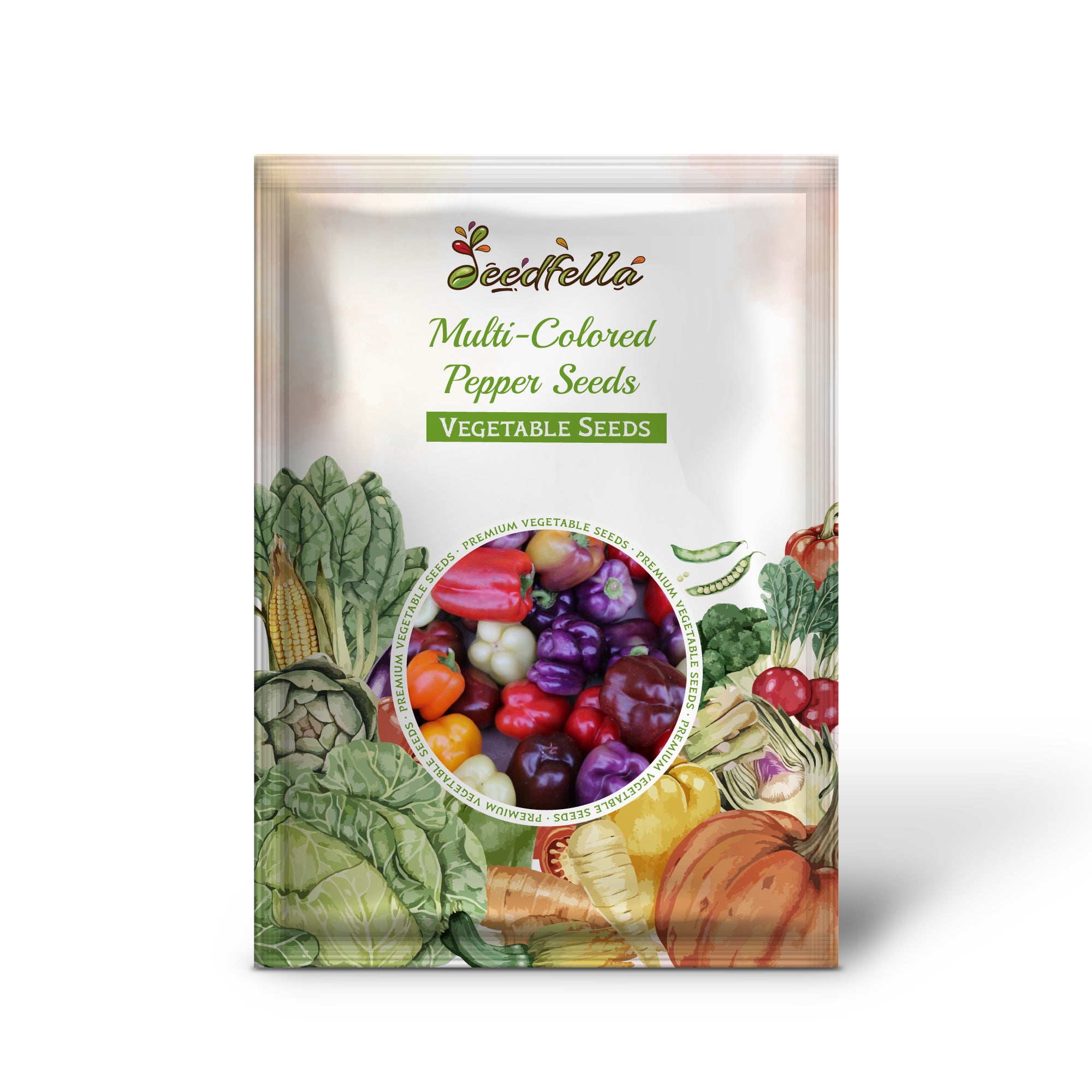 Multi-Colored Pepper seedlings sprouting in garden soil