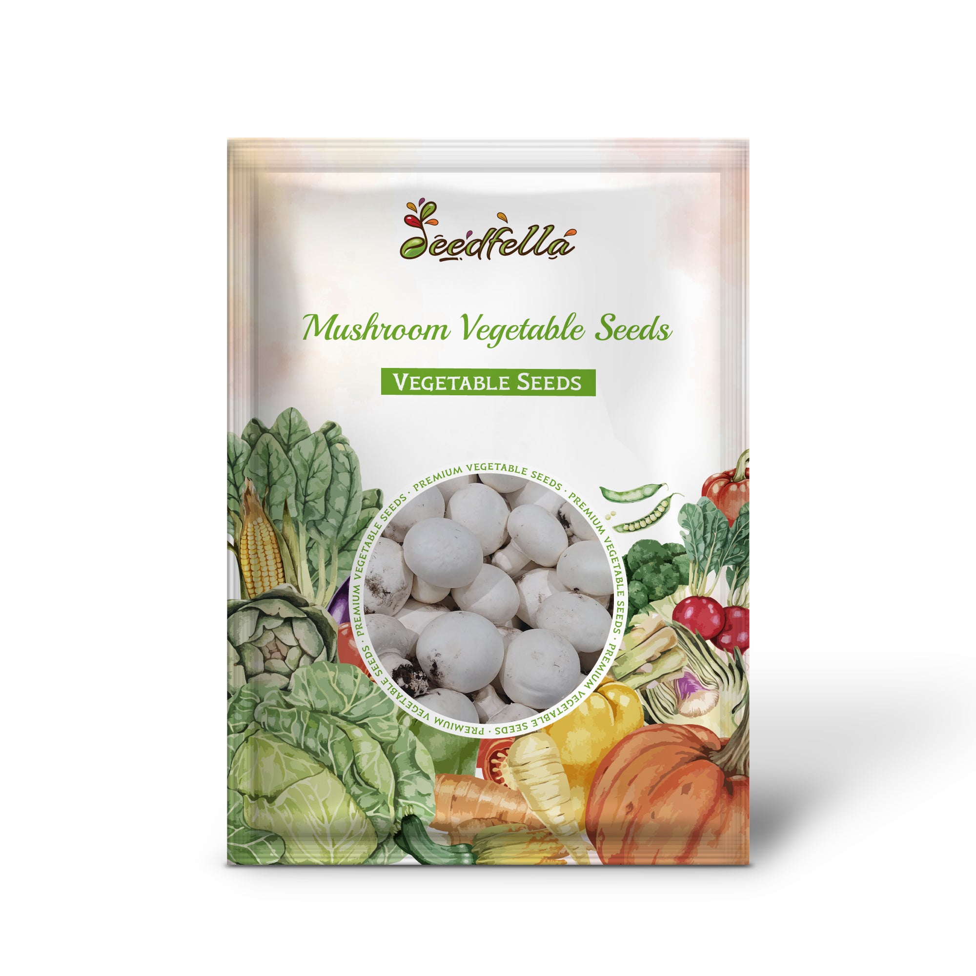 Nutritious white mushrooms growing in garden