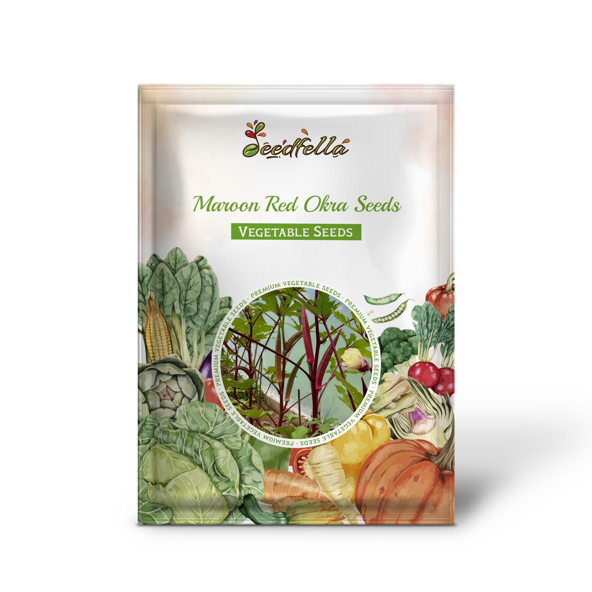 Closeup of Maroon Red okra pods grown from high-quality seeds