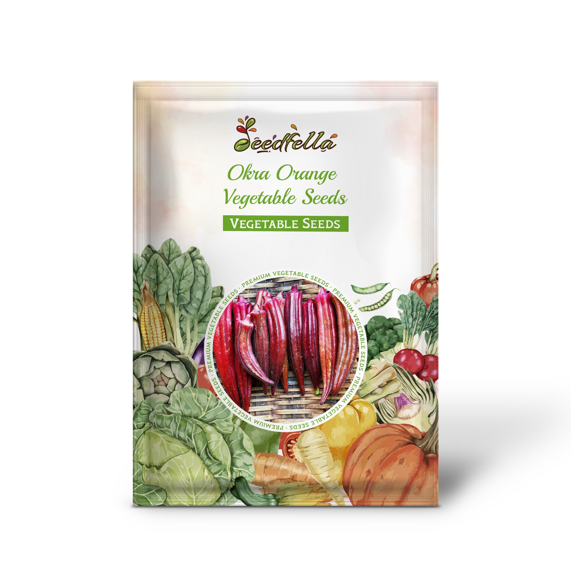 Orange okra plants growing in full sun