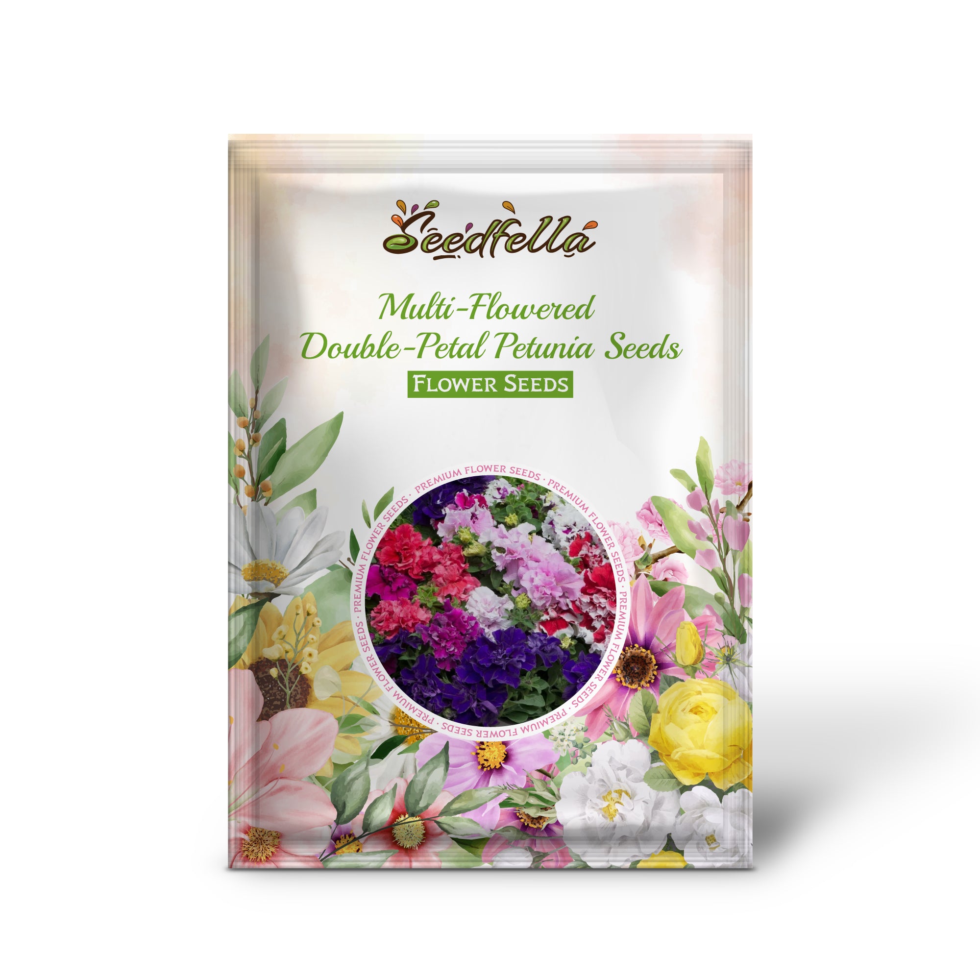 Double-petal mixed petunia seeds germinating indoors