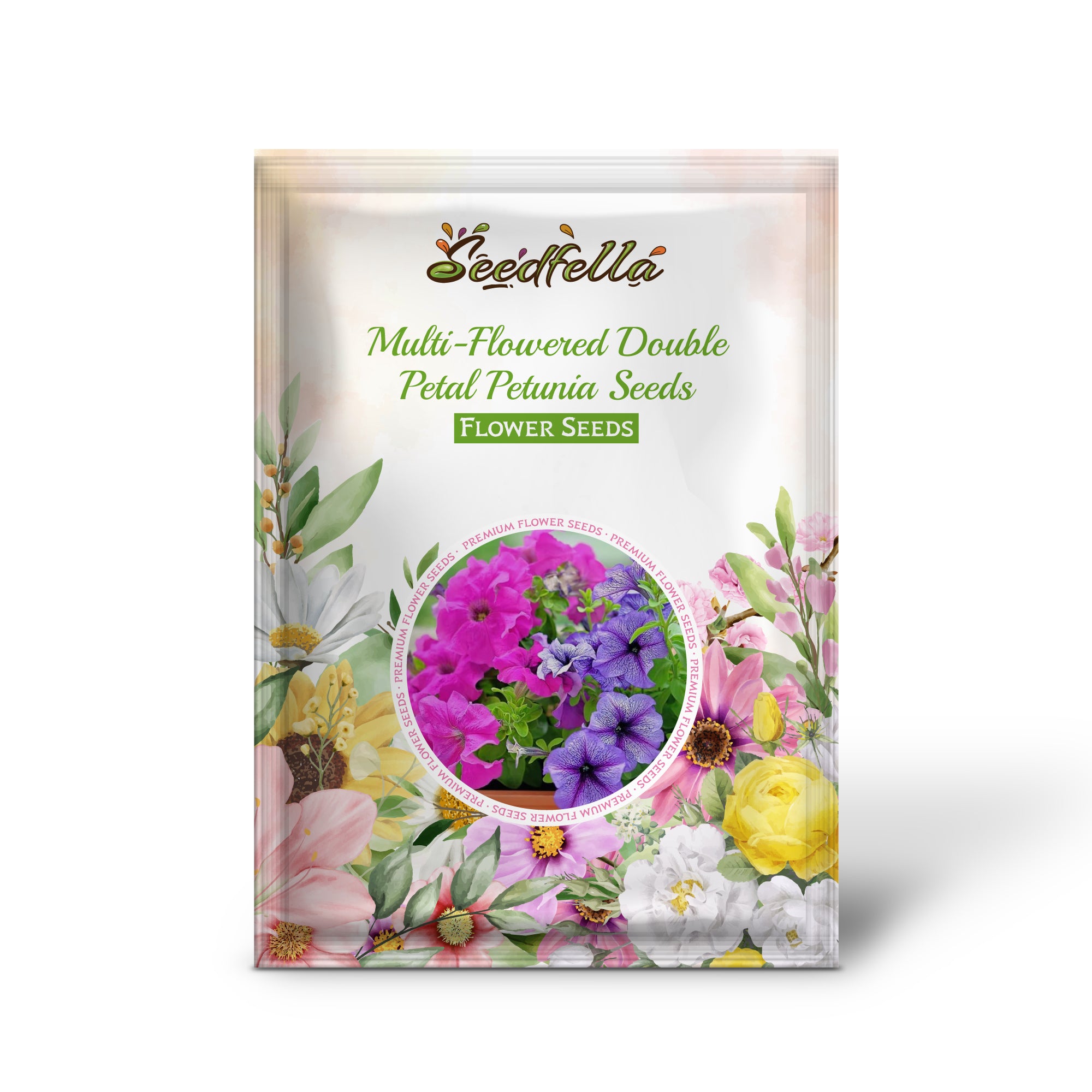 Double-petal petunia seeds germinating indoors