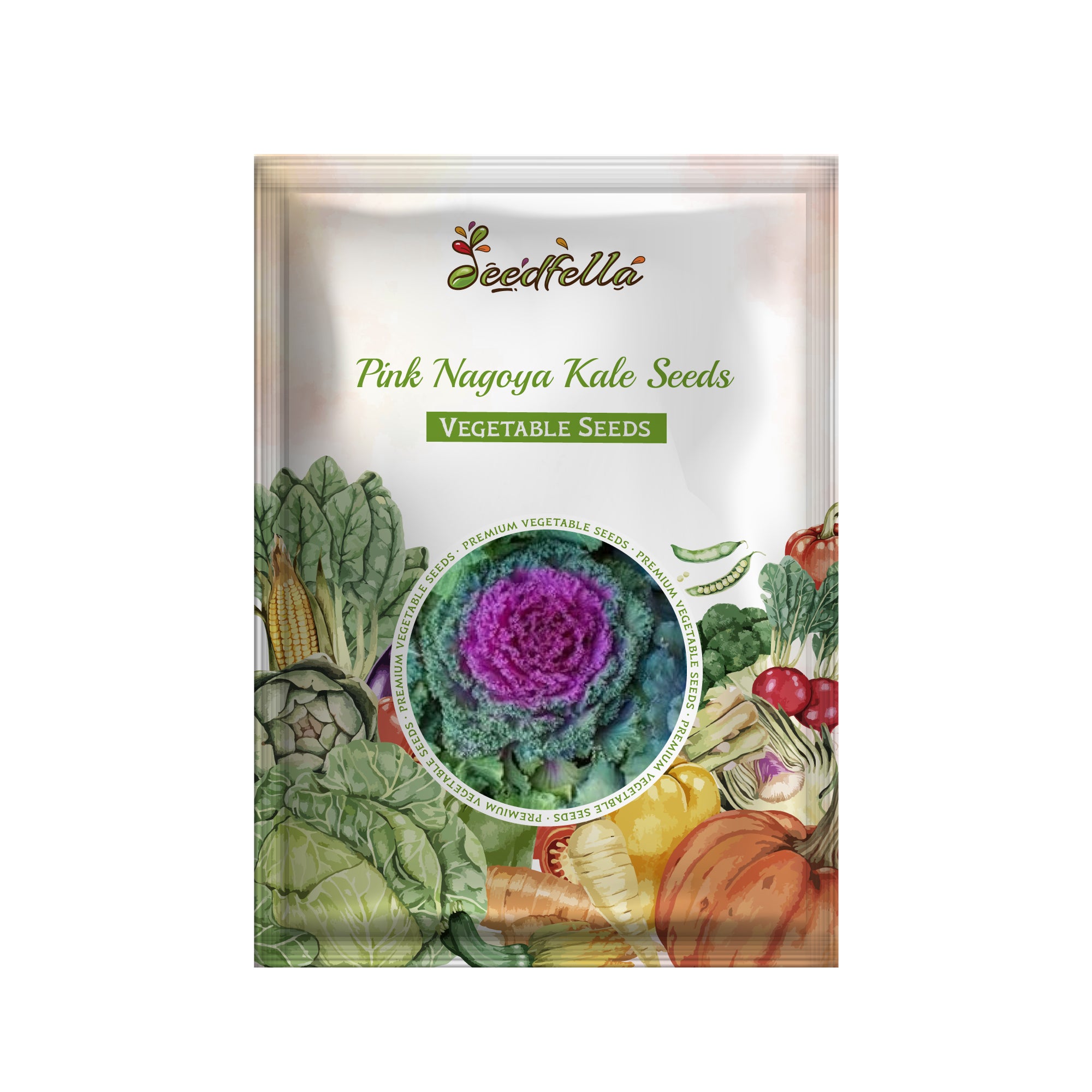 Pink Nagoya Kale plant growing in garden