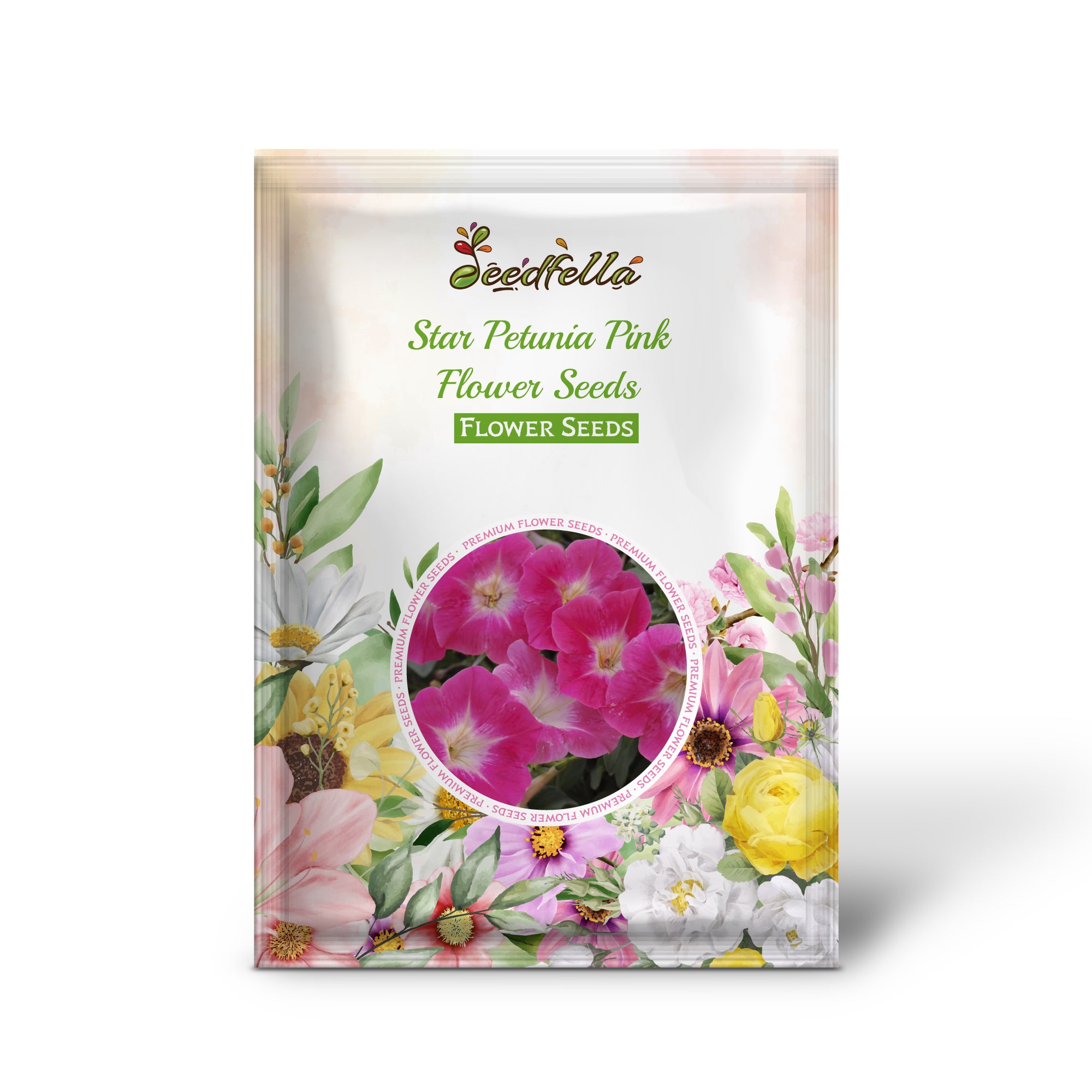 Pink Star Petunia flowers in full bloom