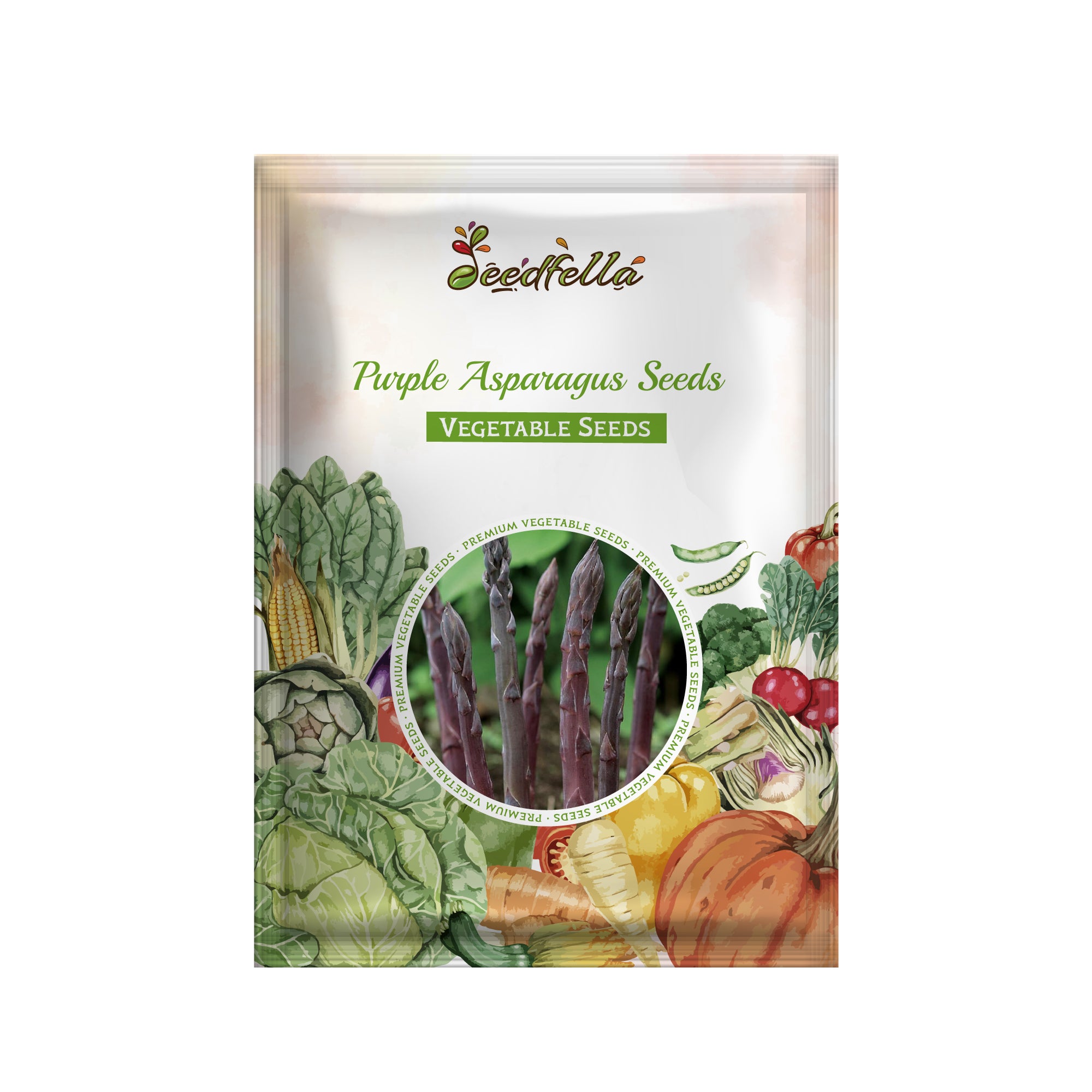 Closeup of Purple Asparagus vegetable seeds