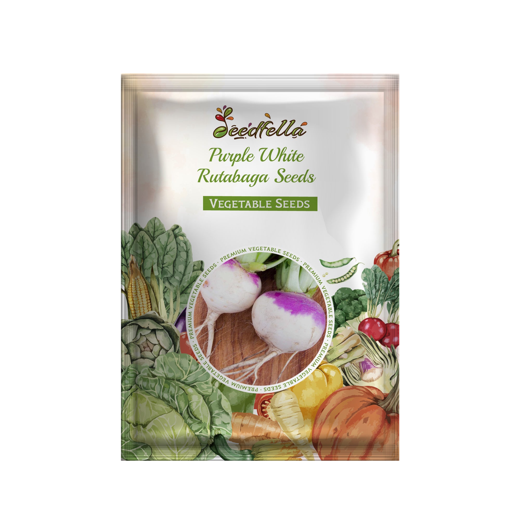 Purple White Rutabaga plants growing in a garden