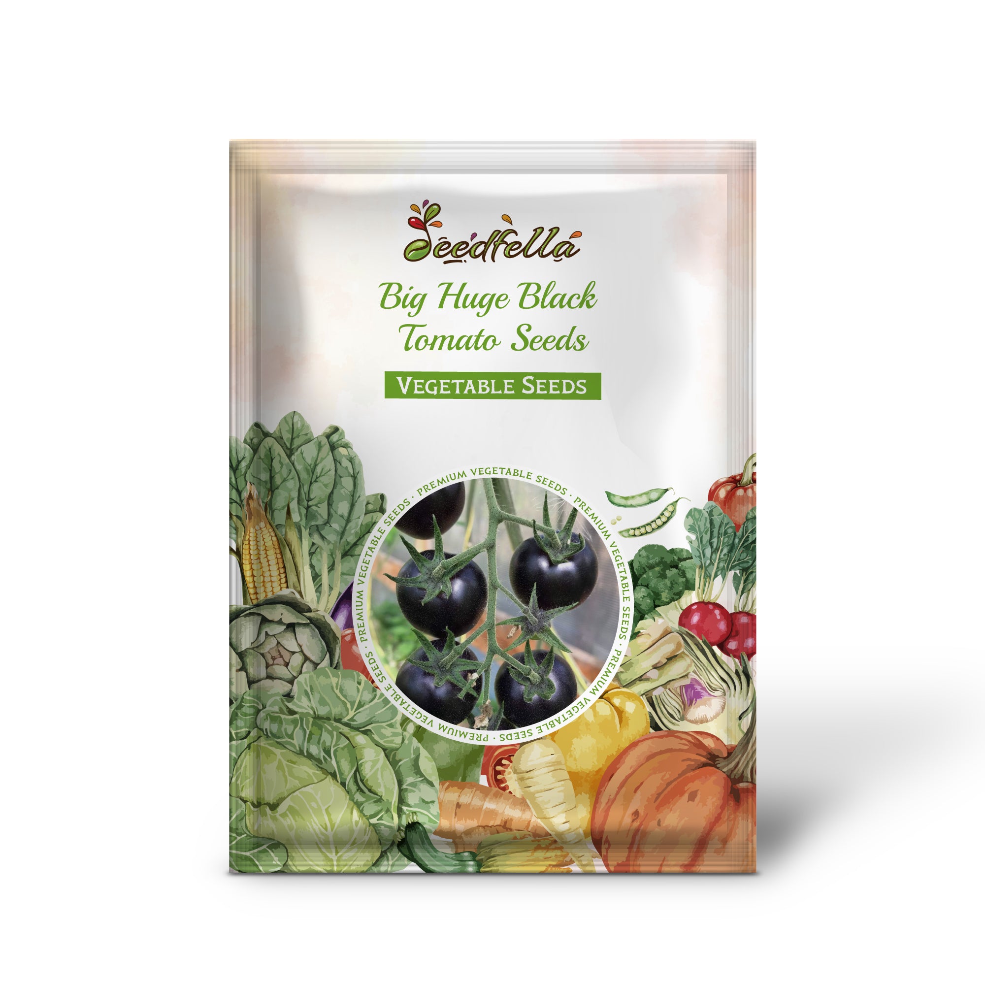 Closeup of ripe large black tomatoes grown from seeds