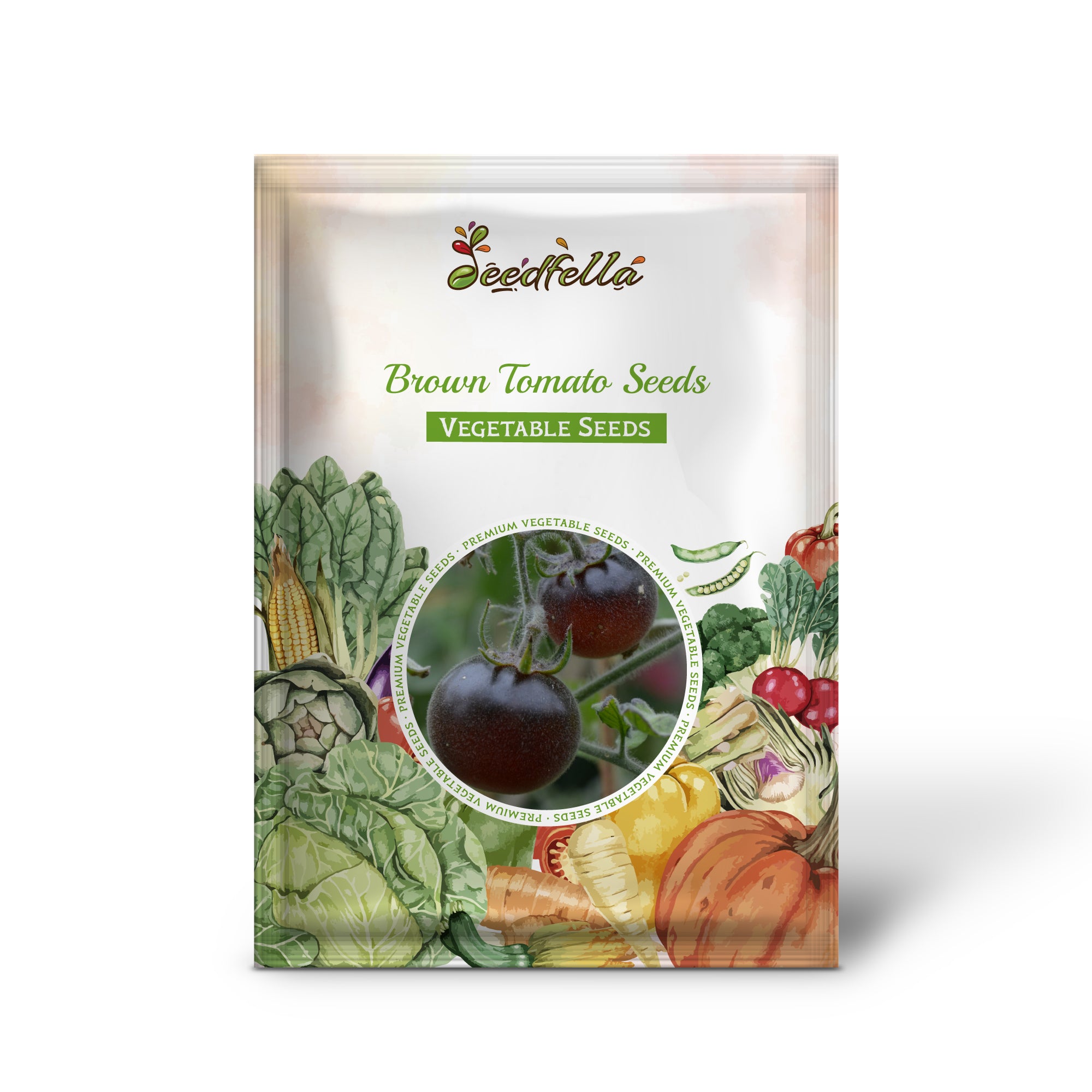 Closeup of ripe brown tomatoes grown from high-quality seeds