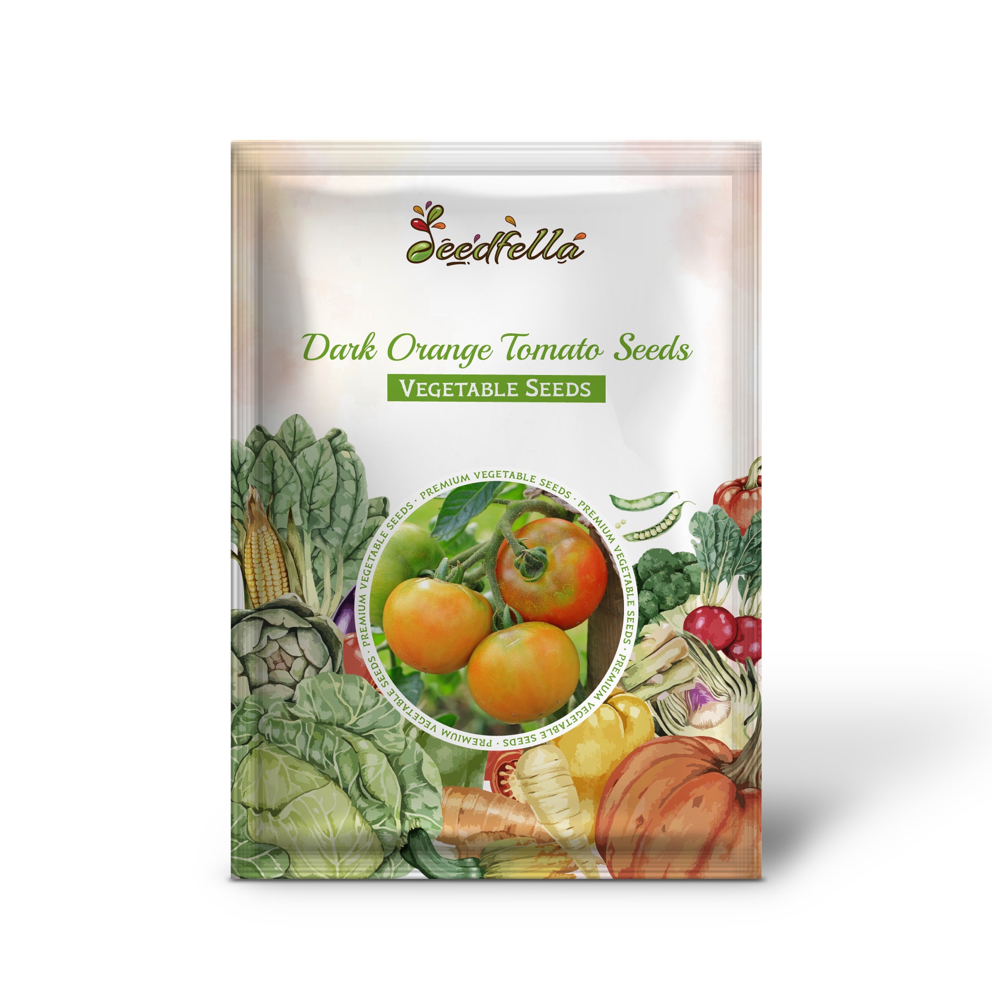 Ripe dark orange tomatoes grown from seeds