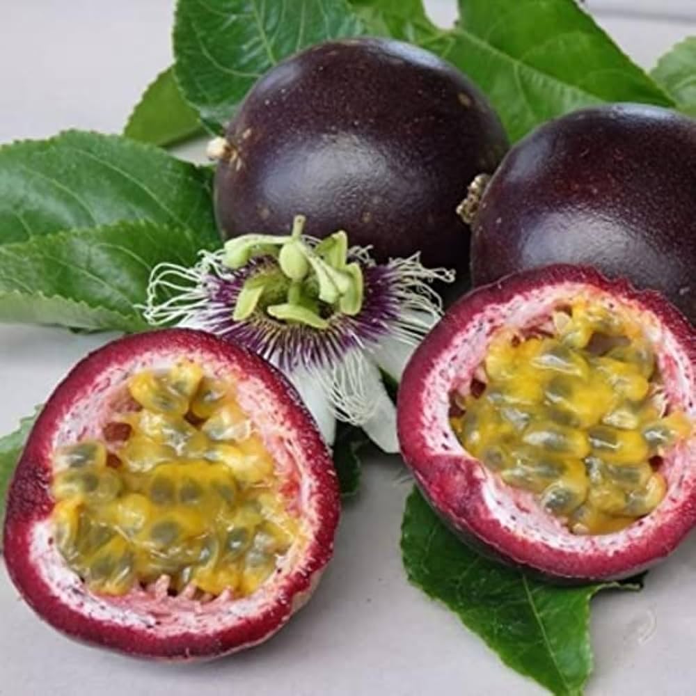 Fresh ripe purple passion fruit with sweet pulp