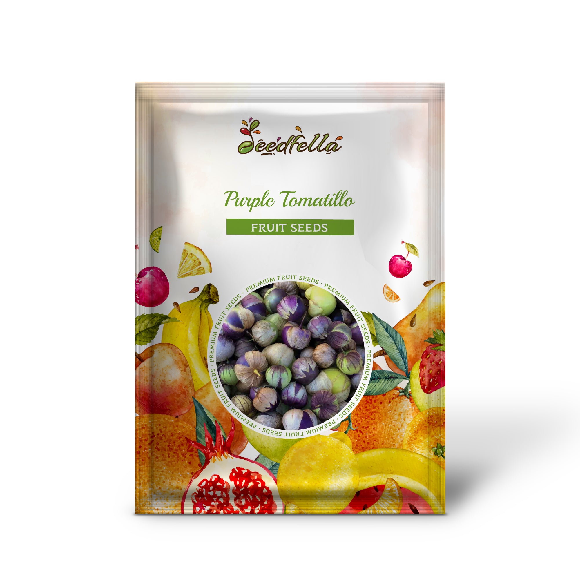 Ripe purple tomatillos with husks partially open