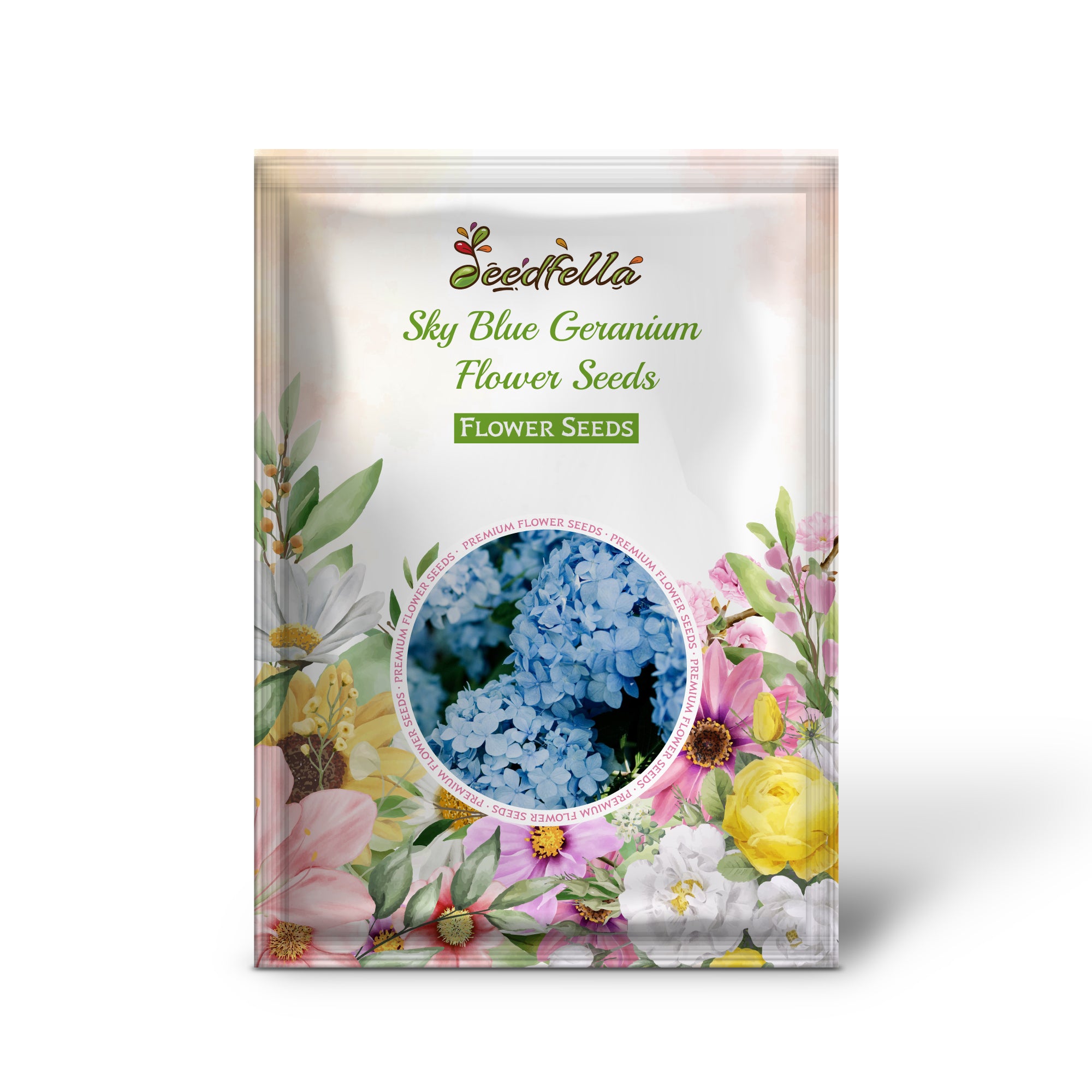 Sky Blue Geranium Flowers in Garden