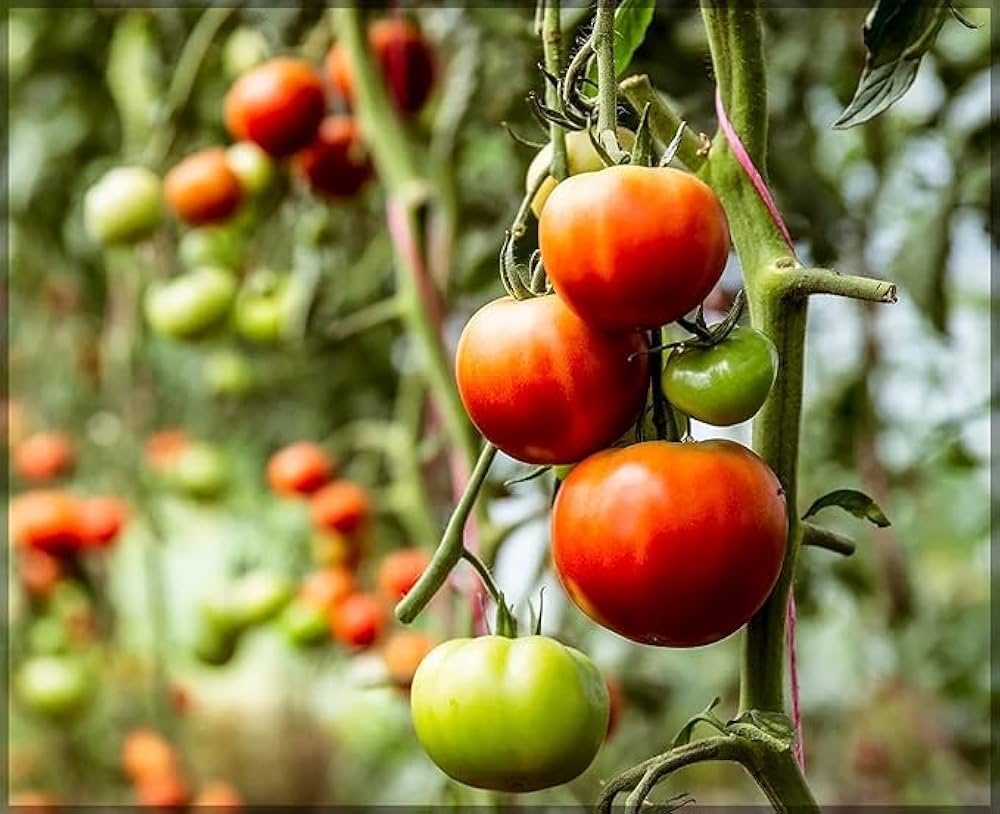 Tomato plants thriving in a vegetable patch