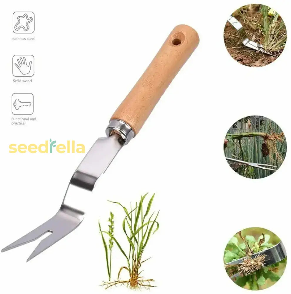 Stainless Steel Weeding Fork With Wooden Handle – Durable Garden Tool For Planting And Weed