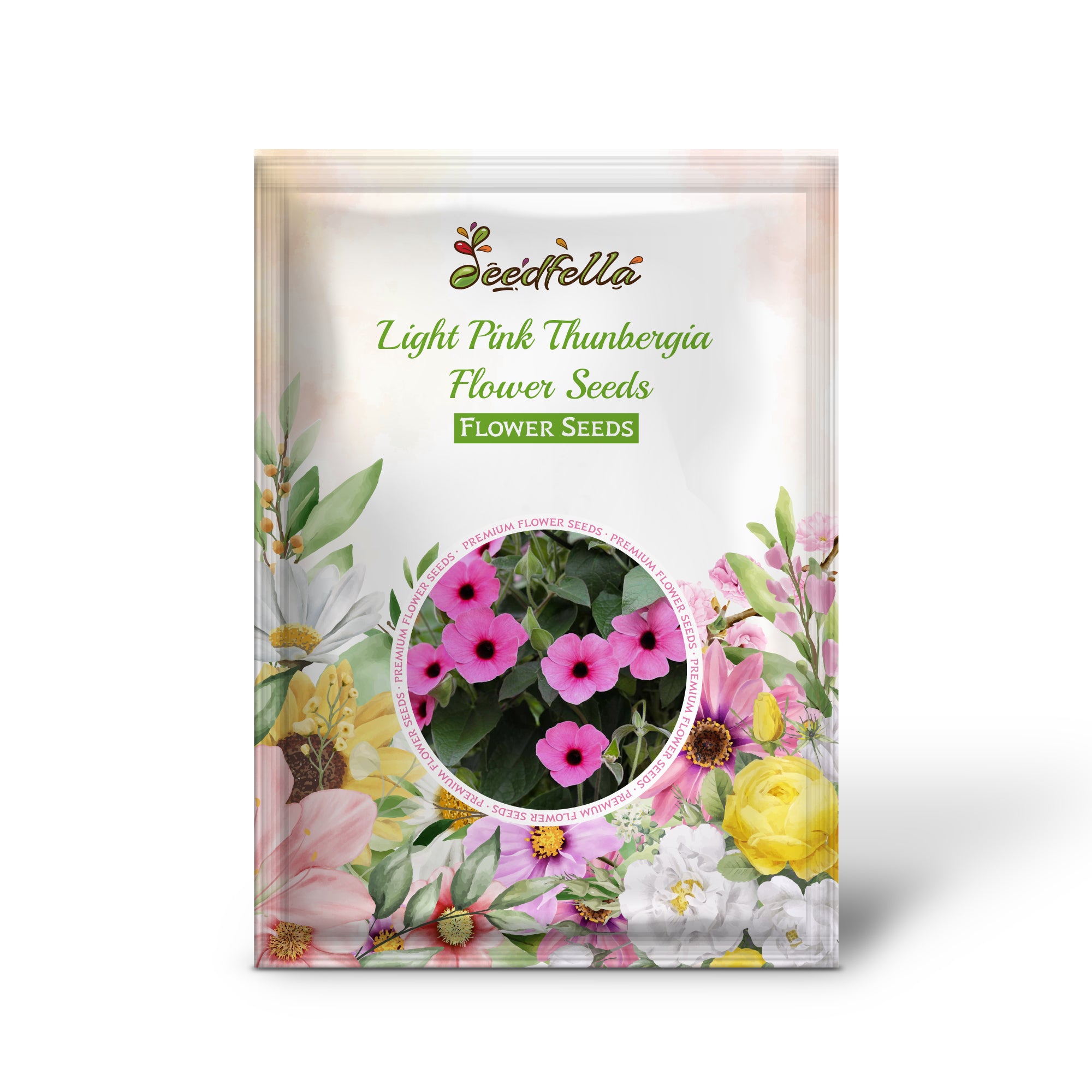 Thunbergia Light Pink Blooms in Garden Setting