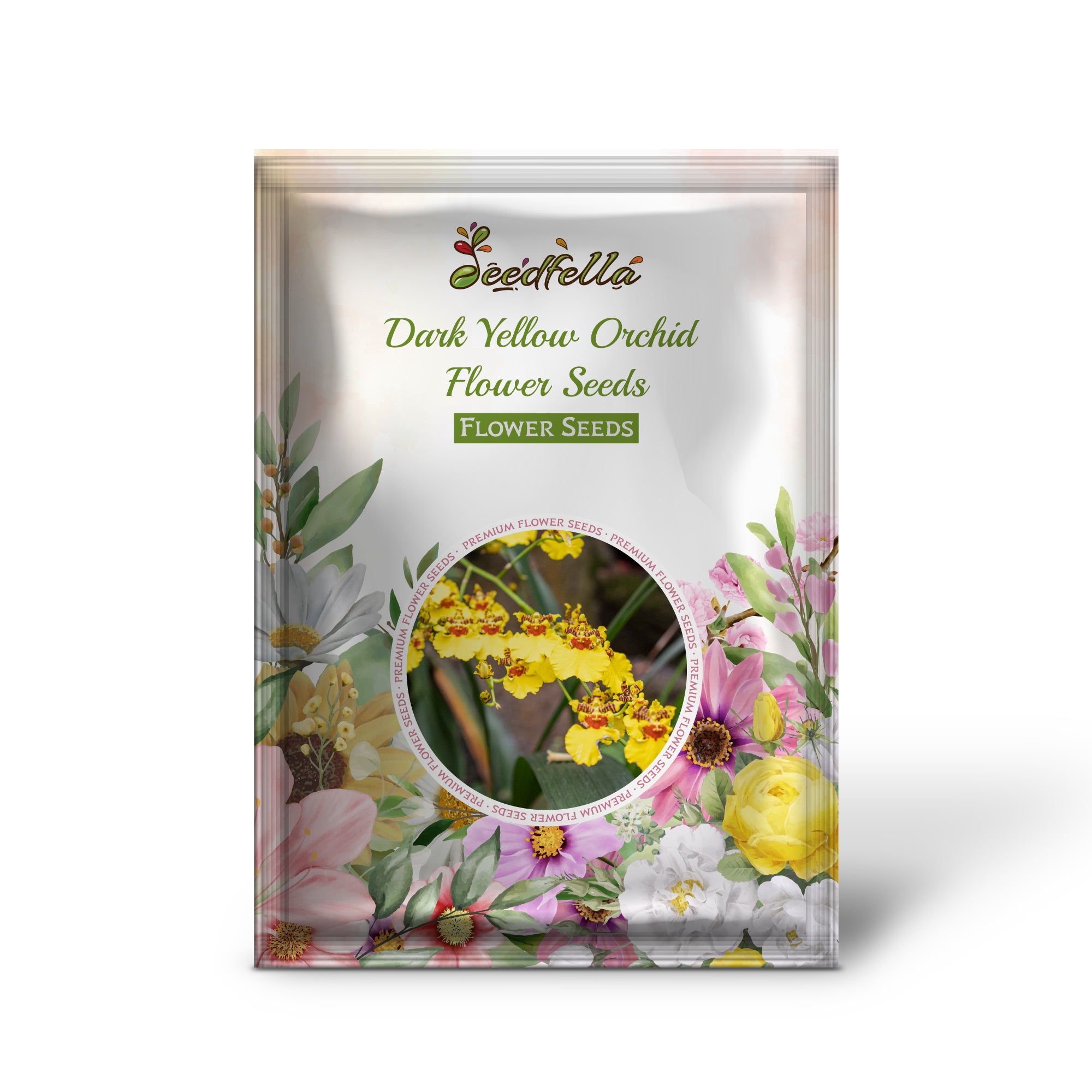 Tropical Dark Yellow Orchid Blooms in Garden