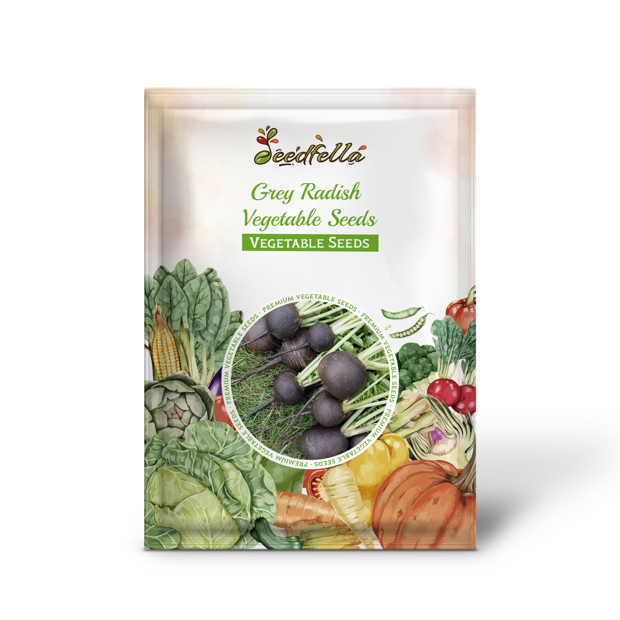 Unique grey radishes growing in soil