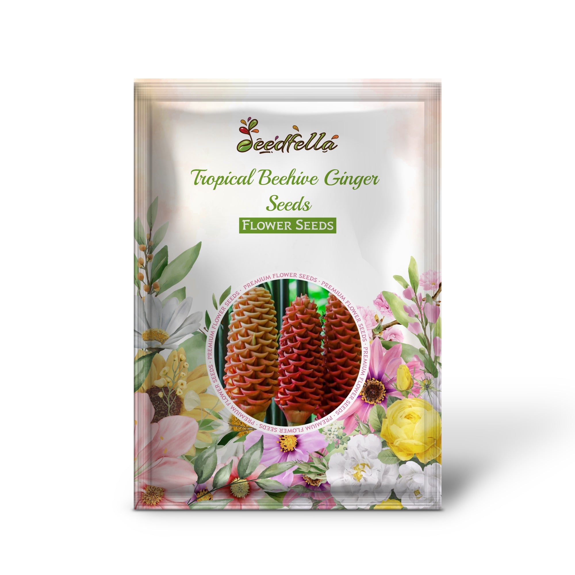 Vibrant Tropical Beehive Ginger Blooms in Garden