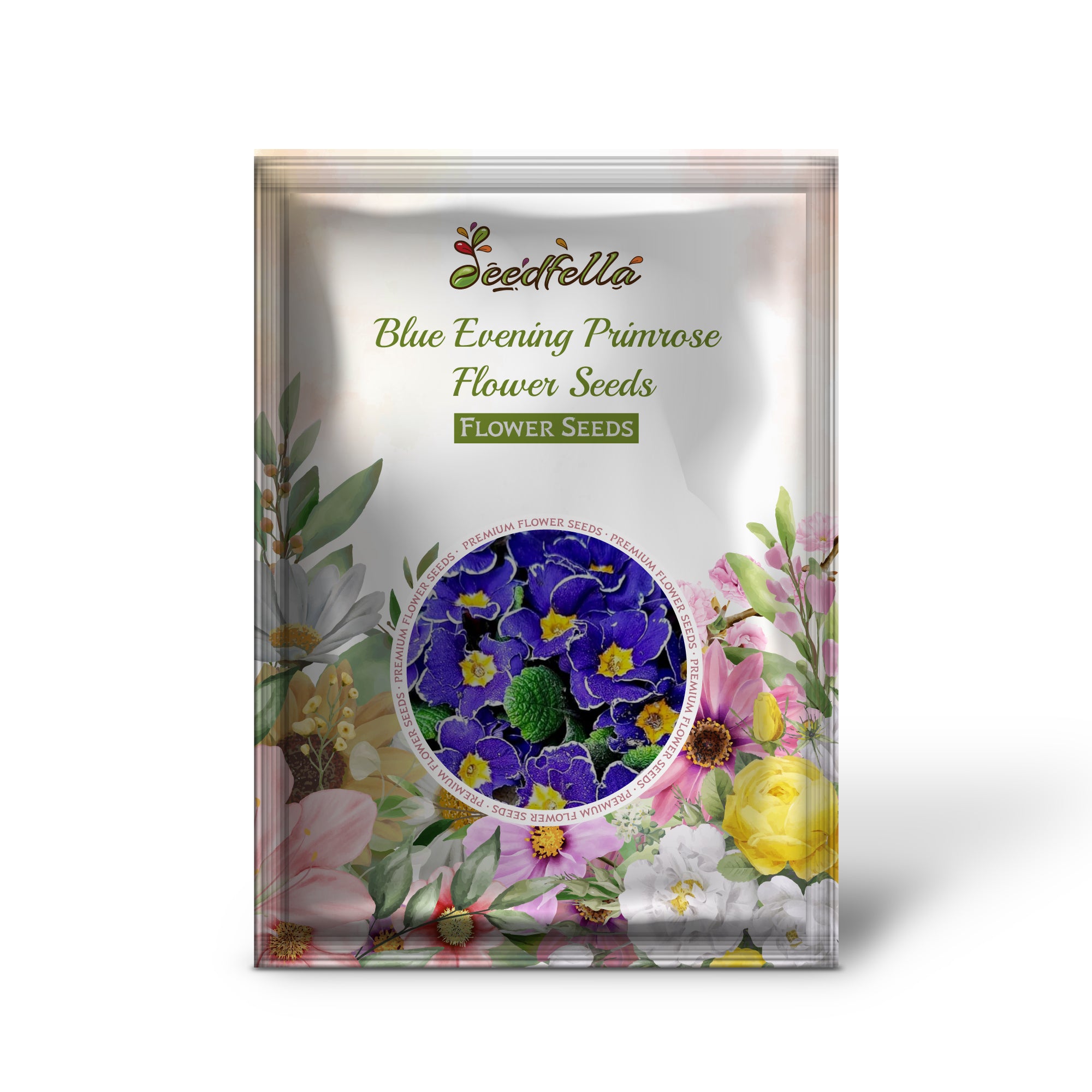 Vibrant Blue Evening Primrose Blooms in Garden