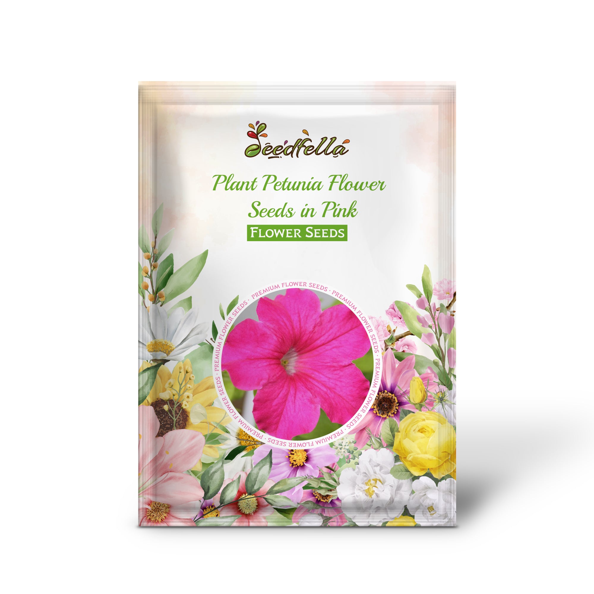 Vibrant Pink Petunia Blooms in Garden Beds