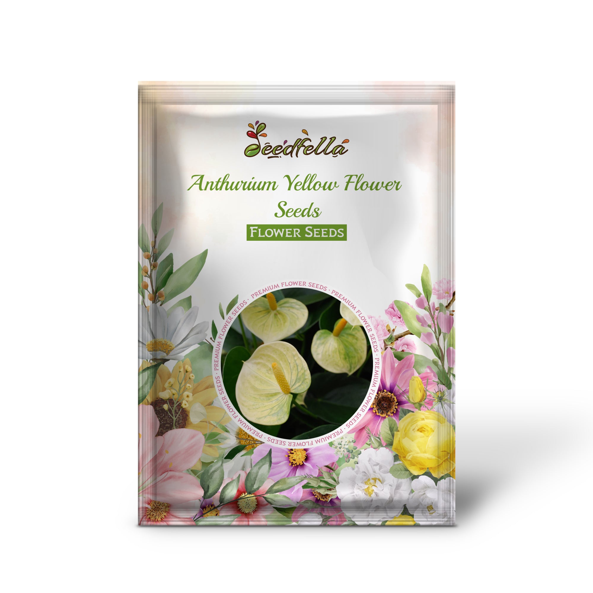 Vibrant Yellow Anthurium Blooms in Garden