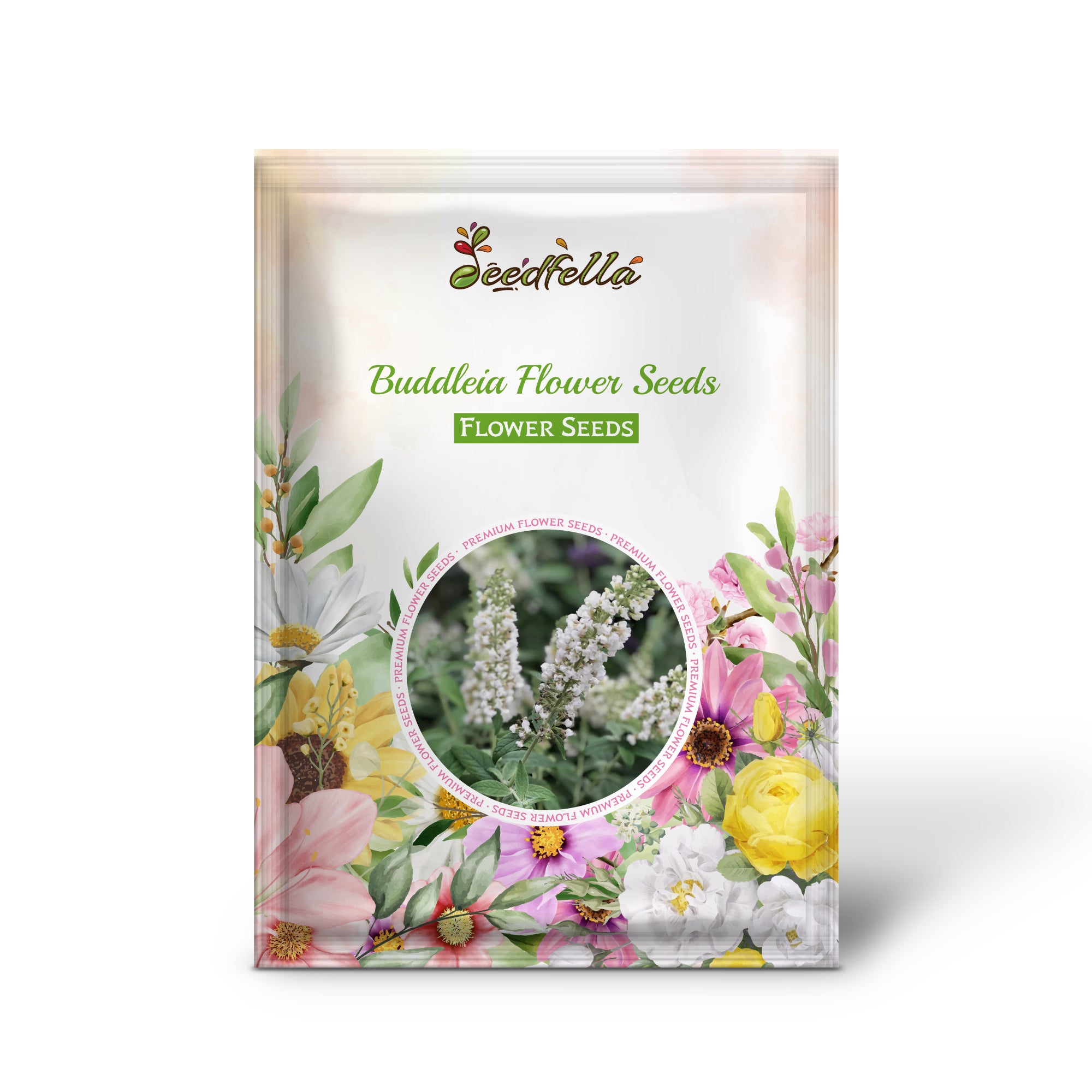 White Butterfly Bush Blooms in Garden