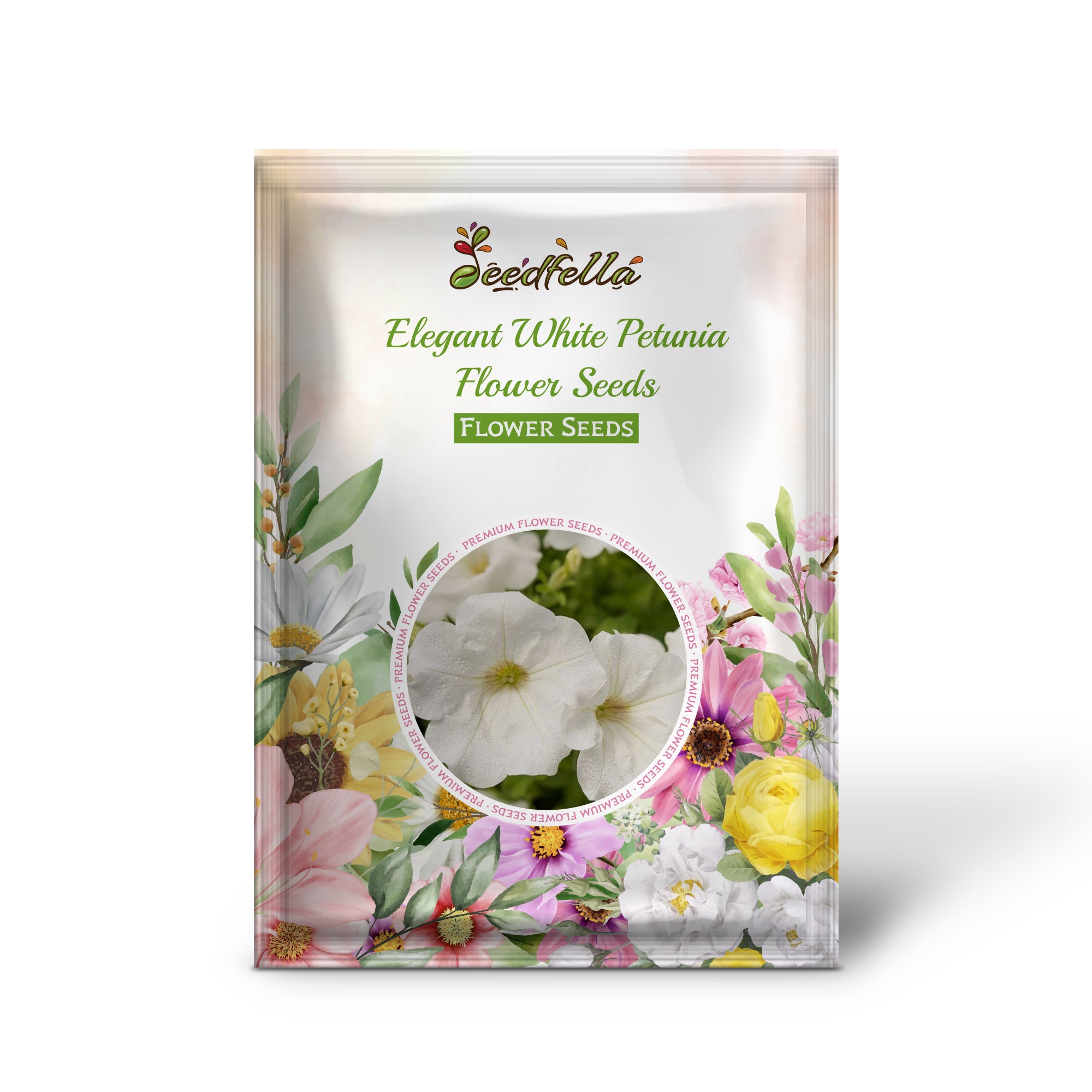 White Petunia Flowers in Garden Beds