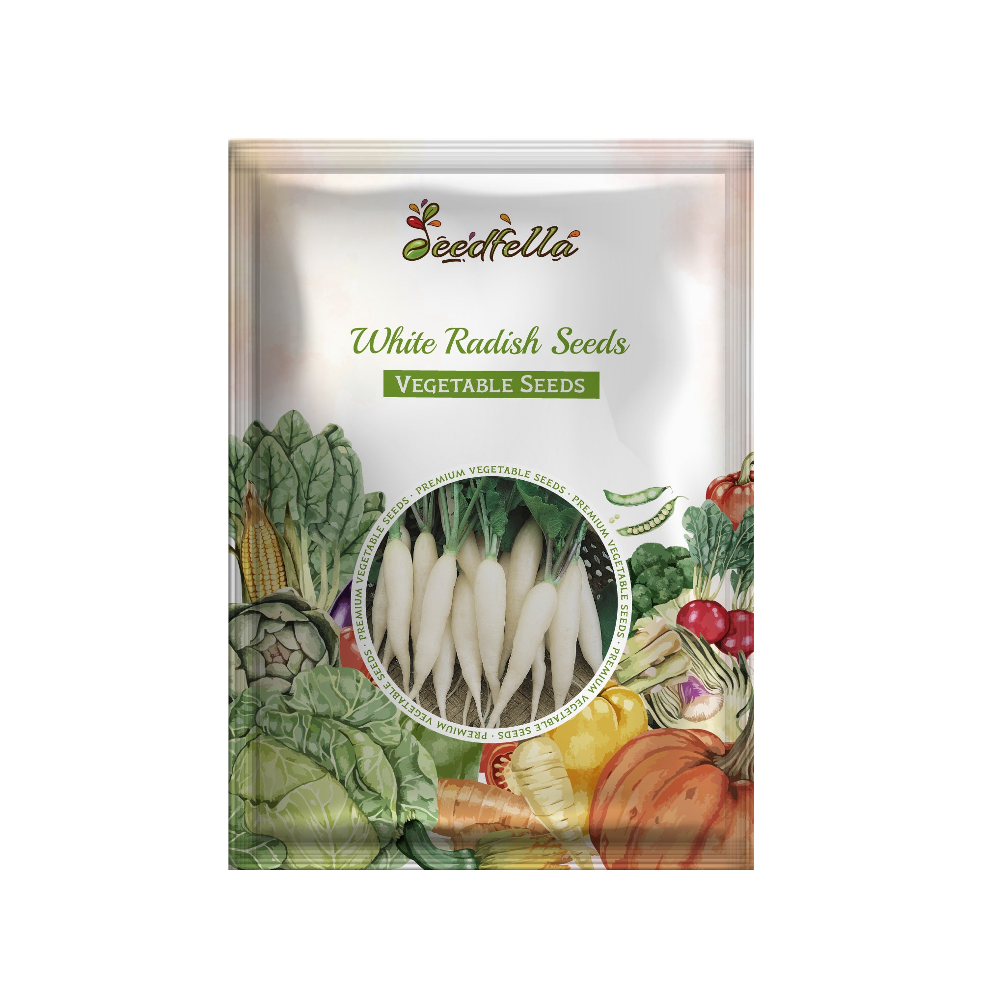 White Radish plants growing in a garden