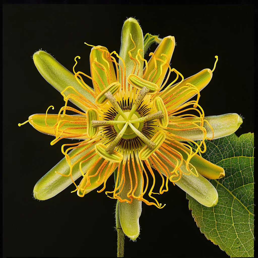 Bright Yellow Passion Flower Blooming in Garden
