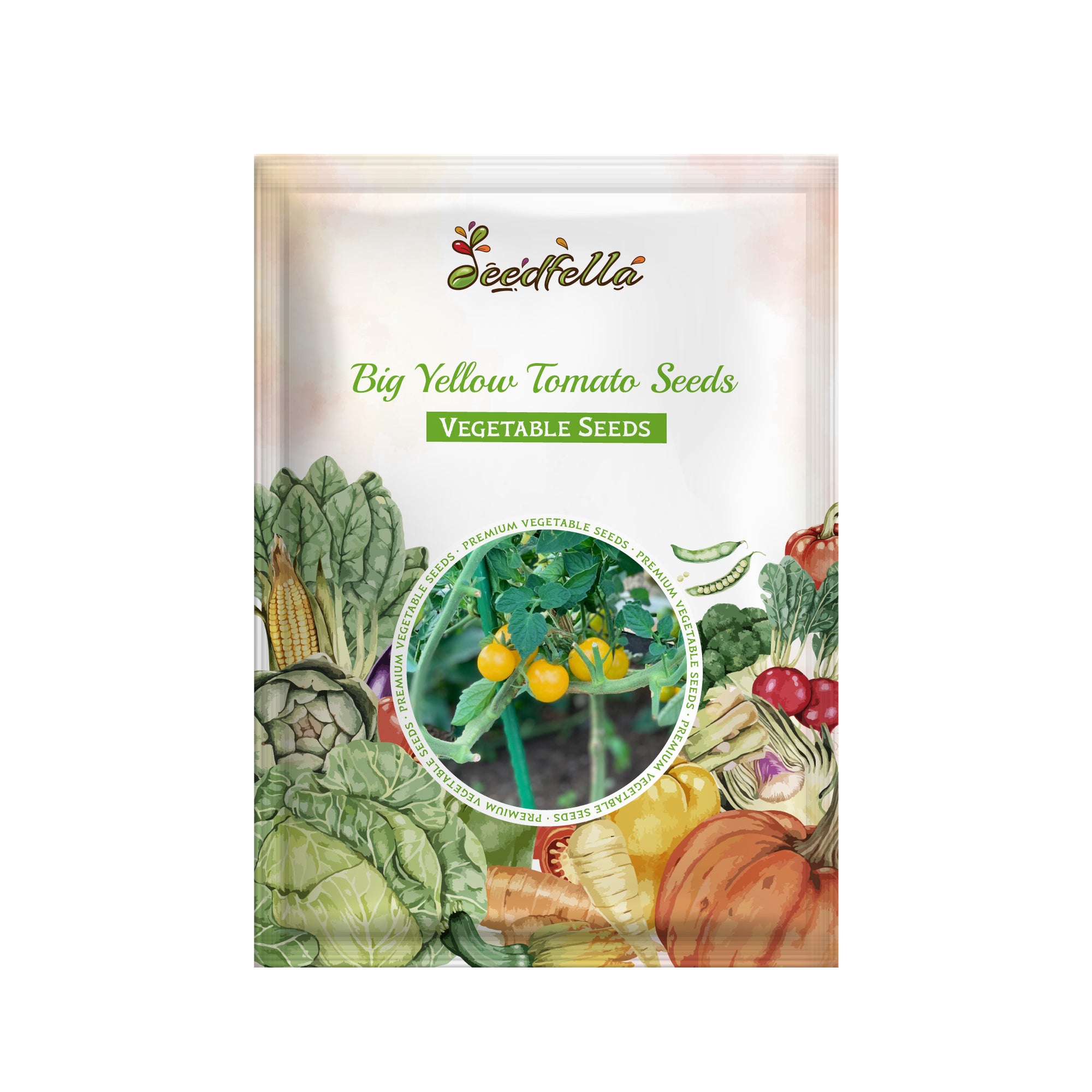 Yellow Tomato fruit display growing from seeds